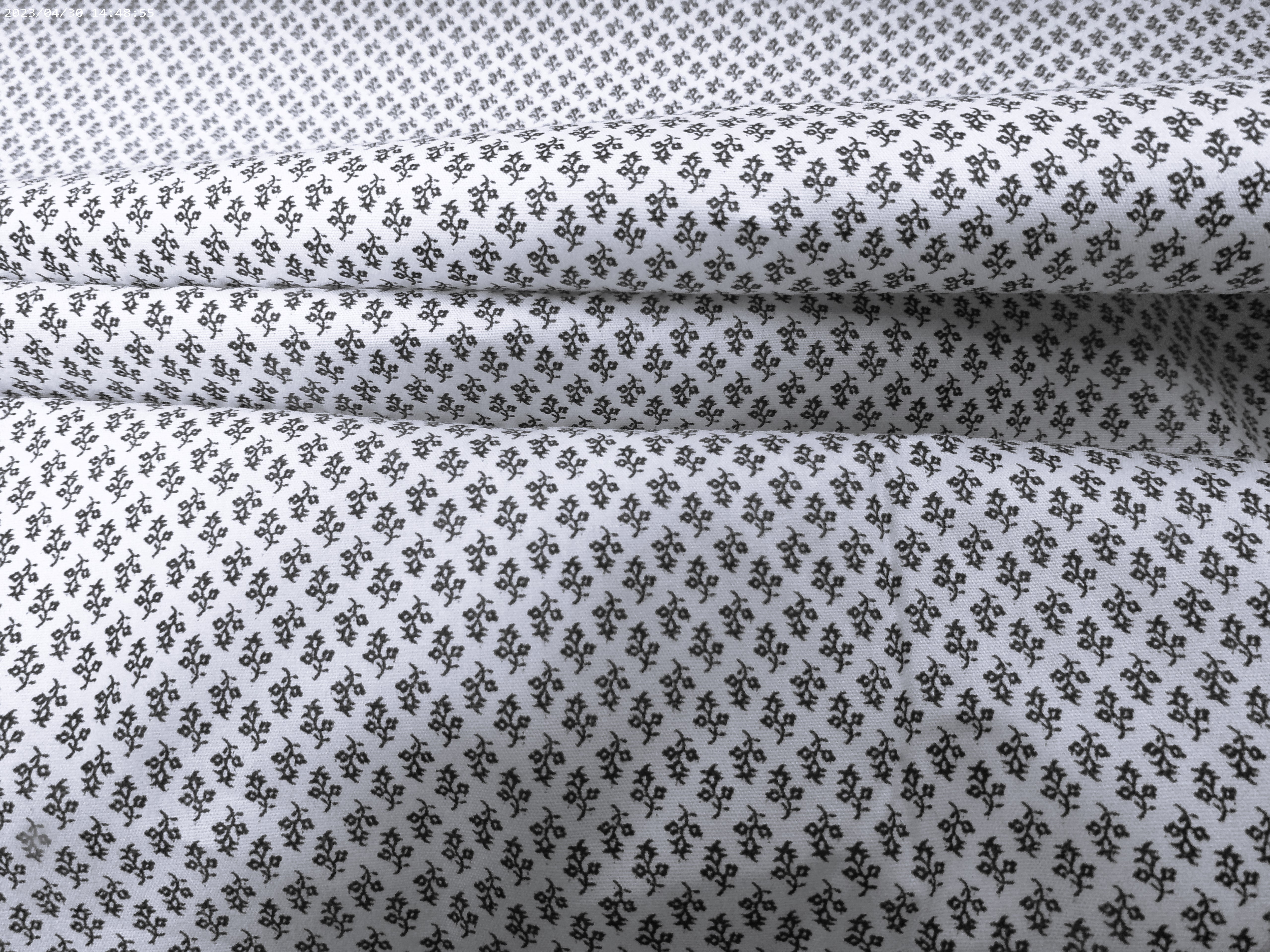 Black White Floral Cotton Shirting