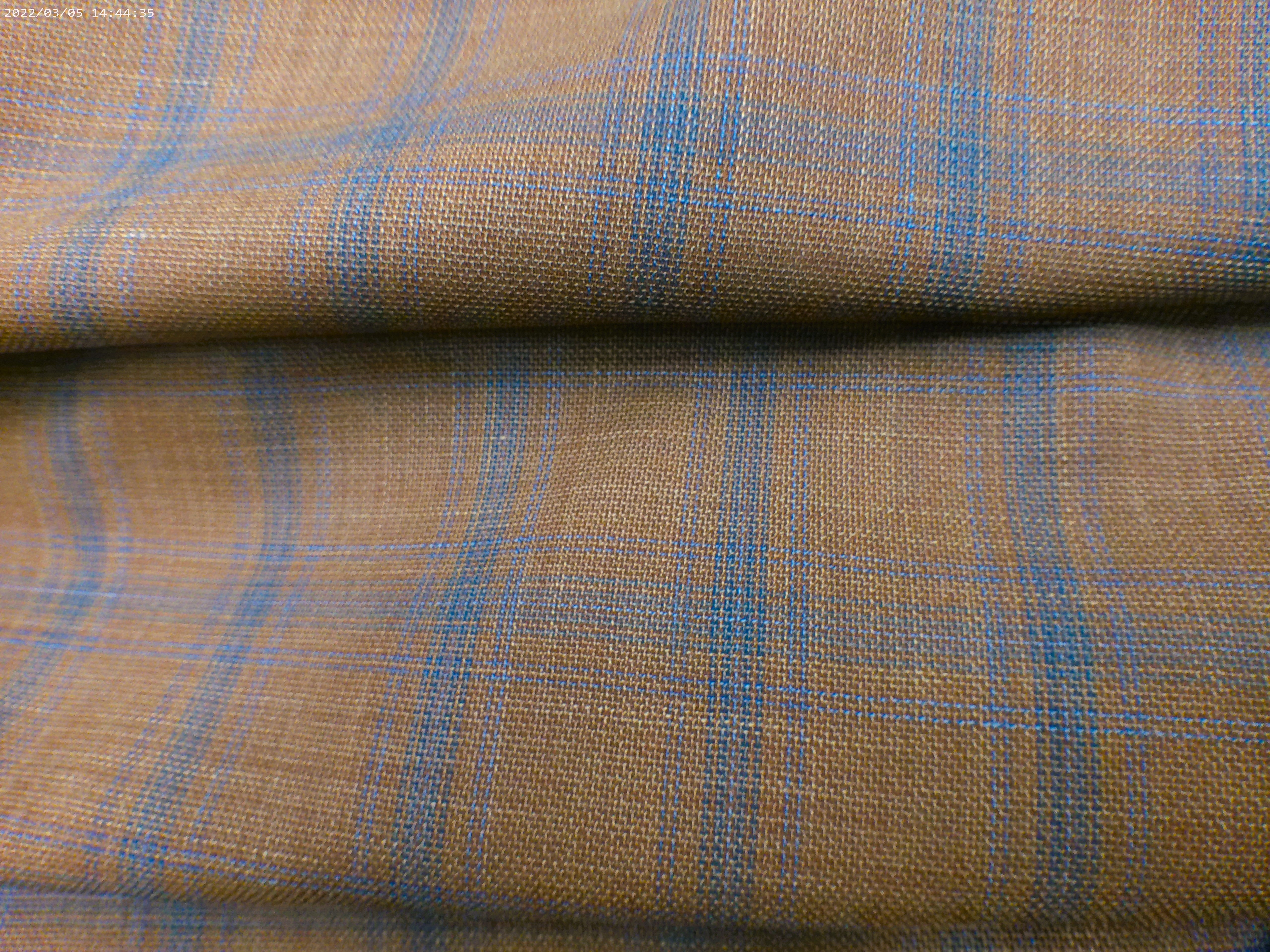 Blue Brown Check Linen Wool Suiting