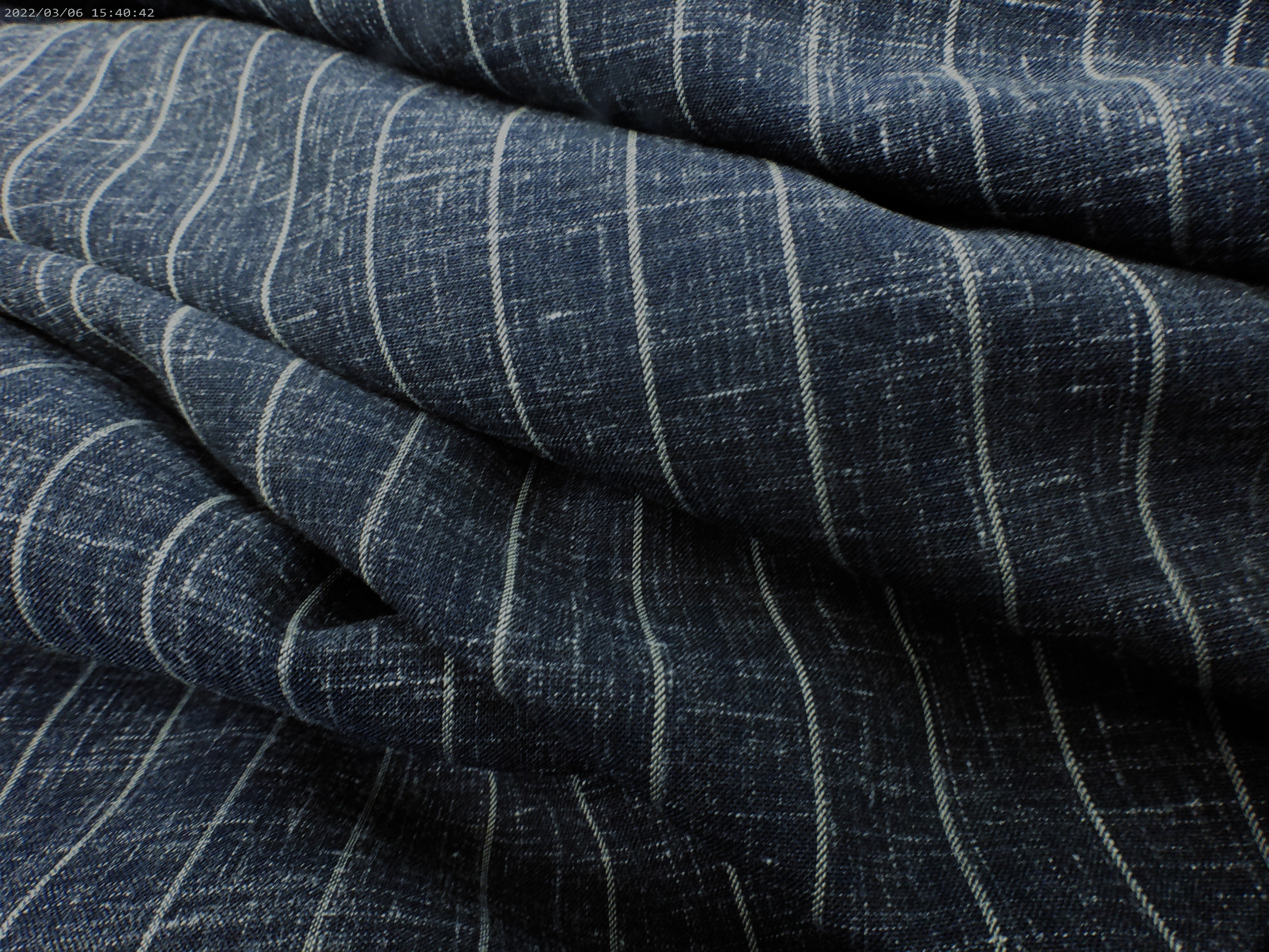 Blue Navy Stripe Linen Cotton Suiting