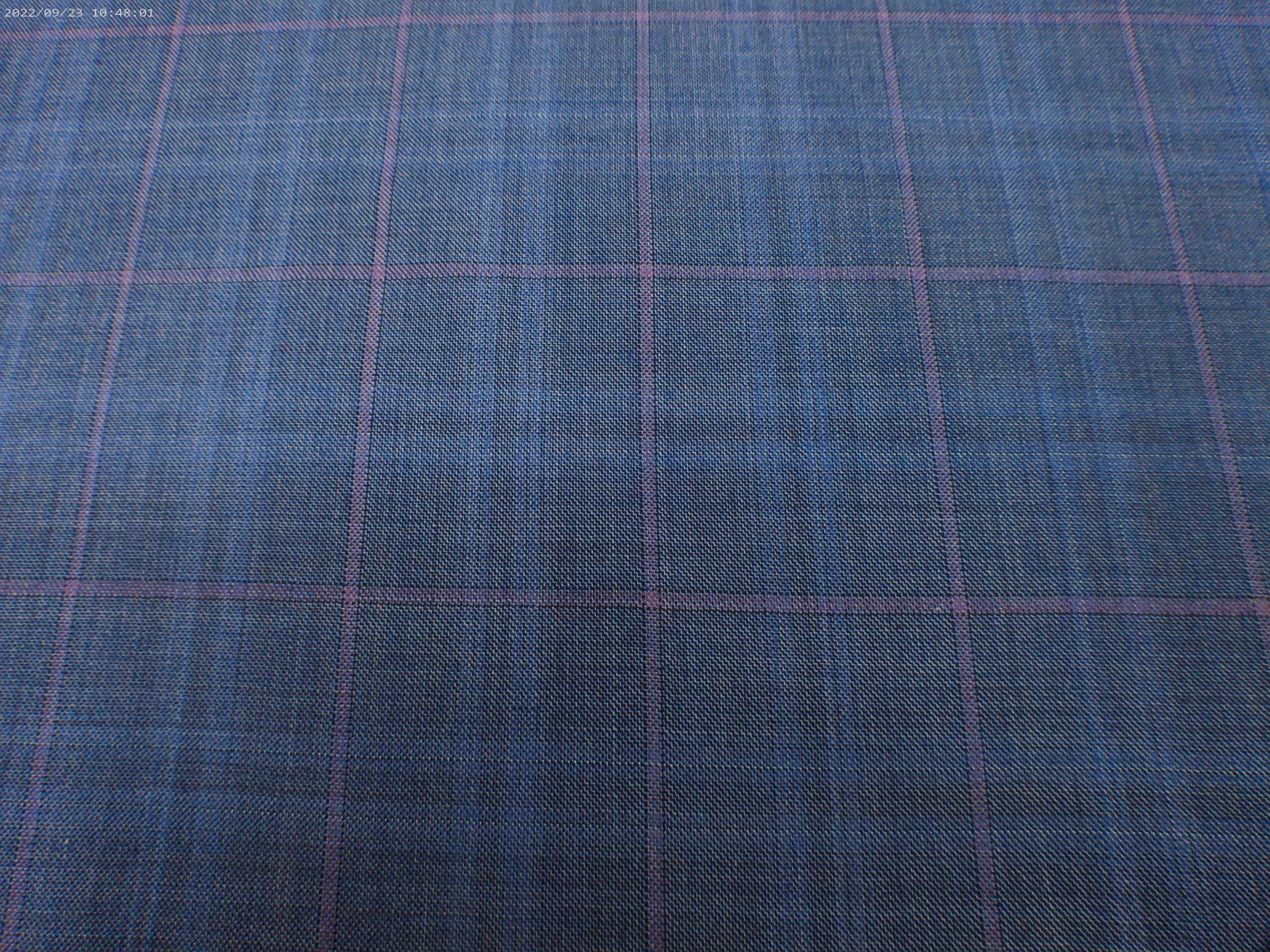 Blue Purple Check Worsted Wool Suiting