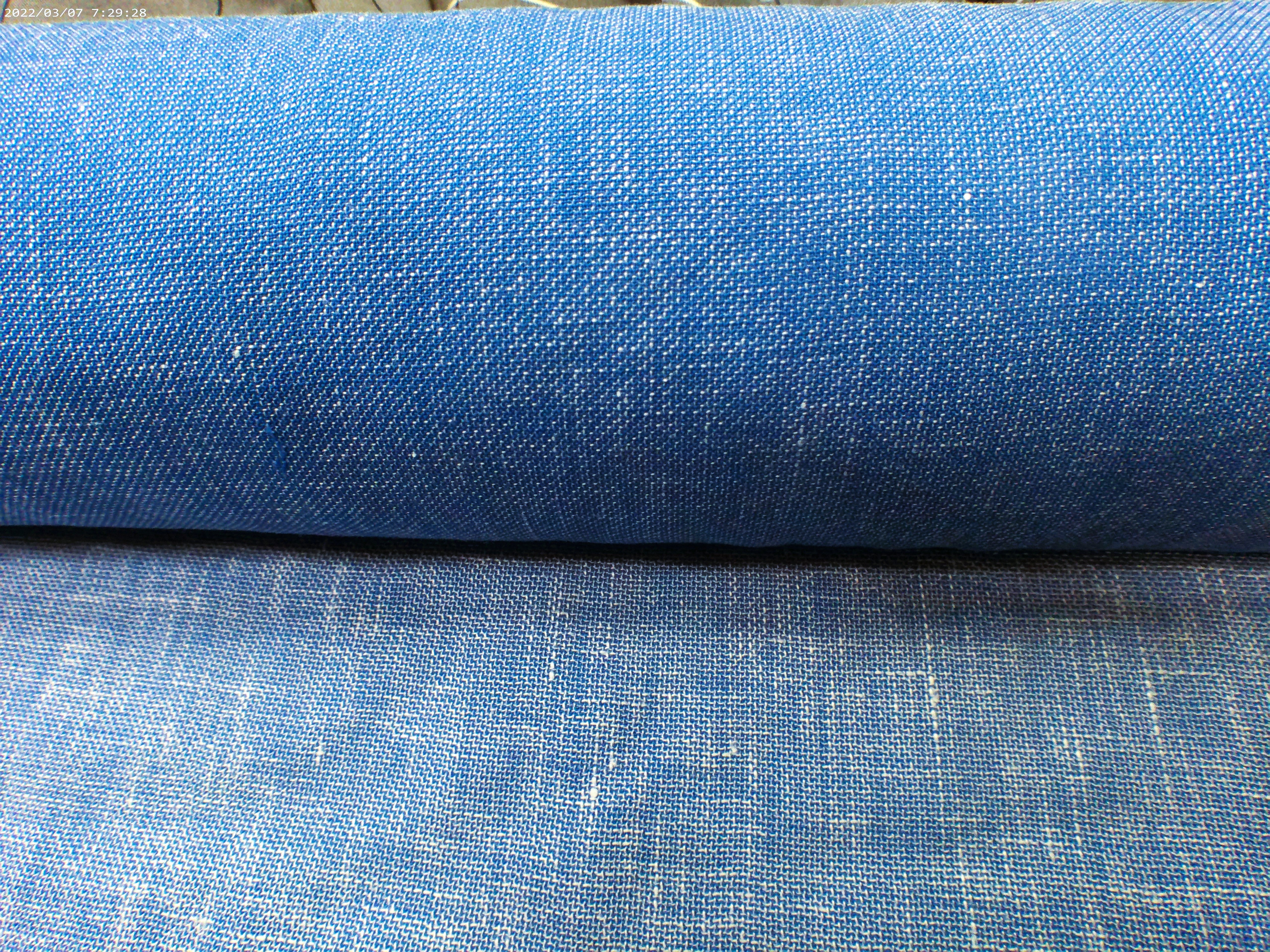 Blue Sharkskin Silk Linen Wool Suiting