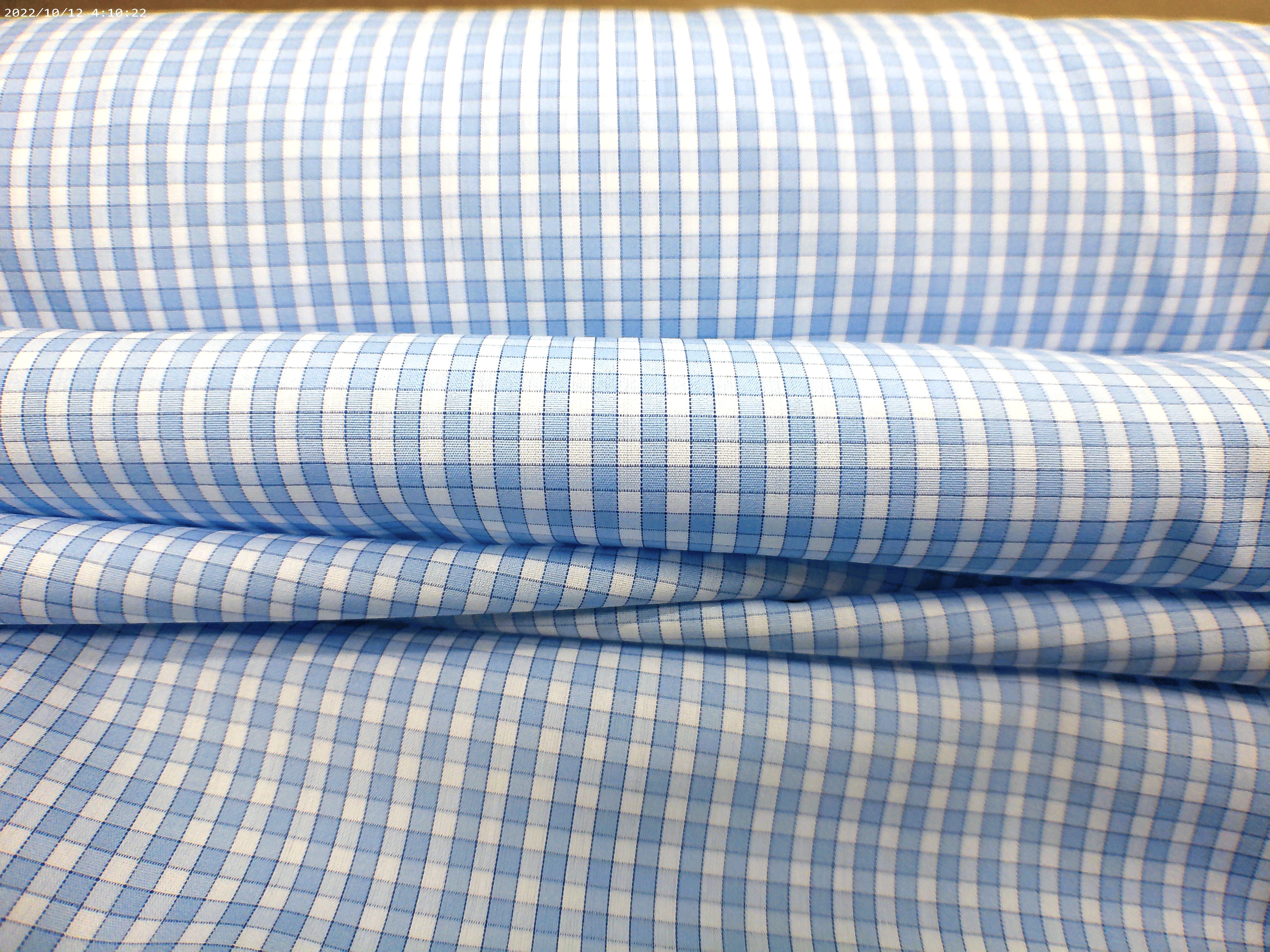 Blue White Check Egyptian Cotton Dresses Shirting