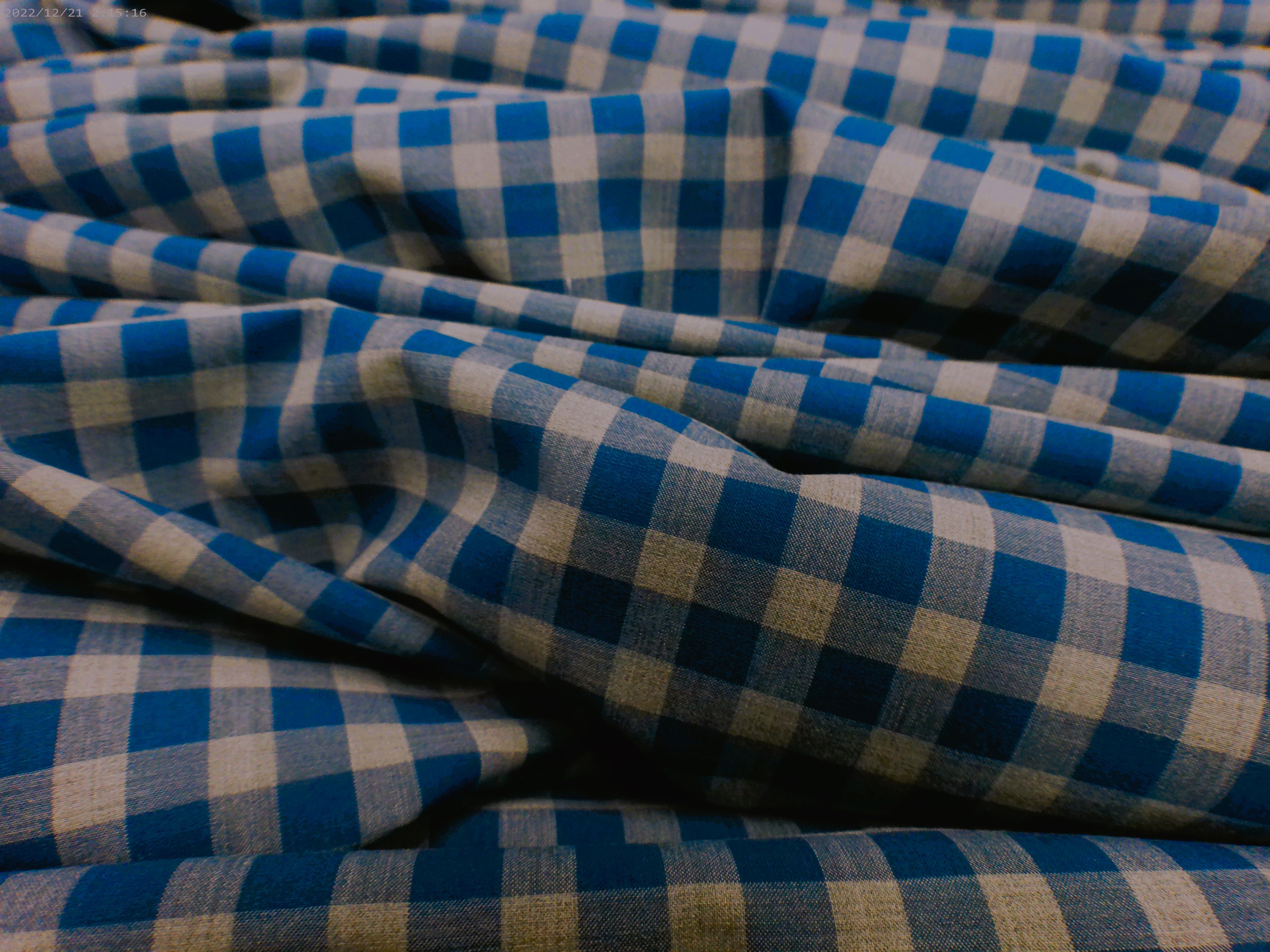 Blue White Check Egyptian Cotton Shirting