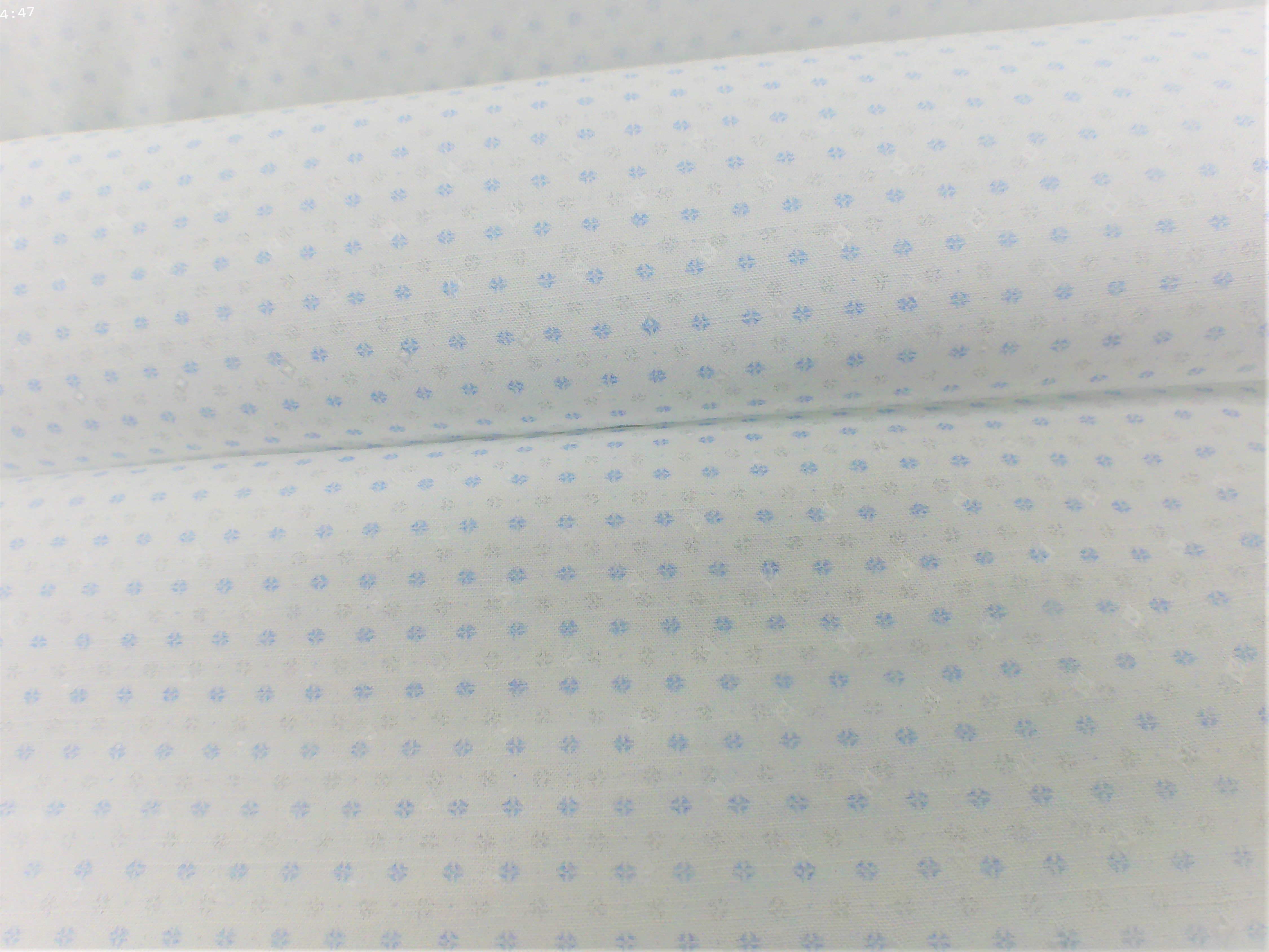 Blue White Pin Dot Egyptian Cotton Shirting