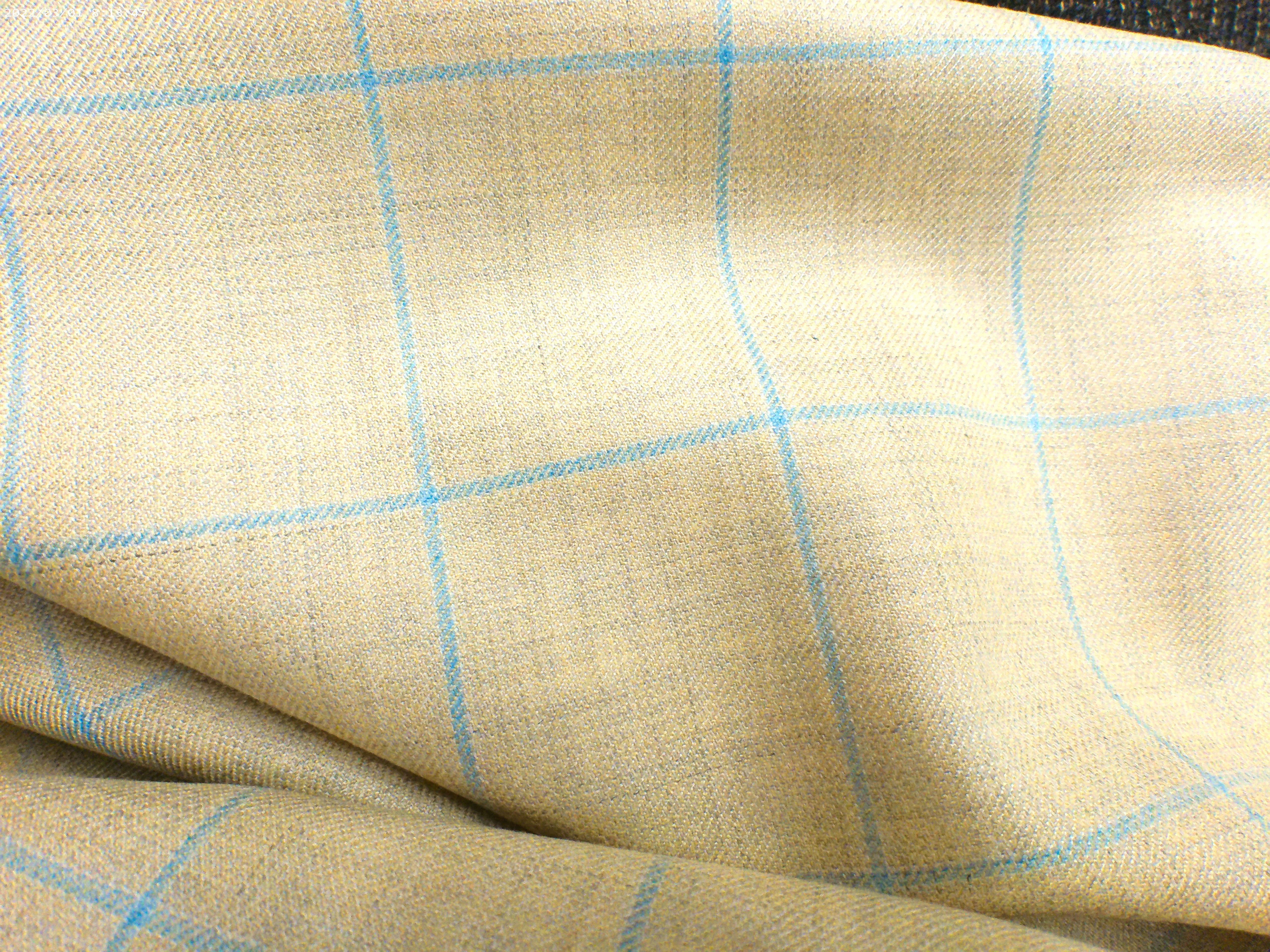 Blue Yellow Check Cashmere Wool Blazer Suiting