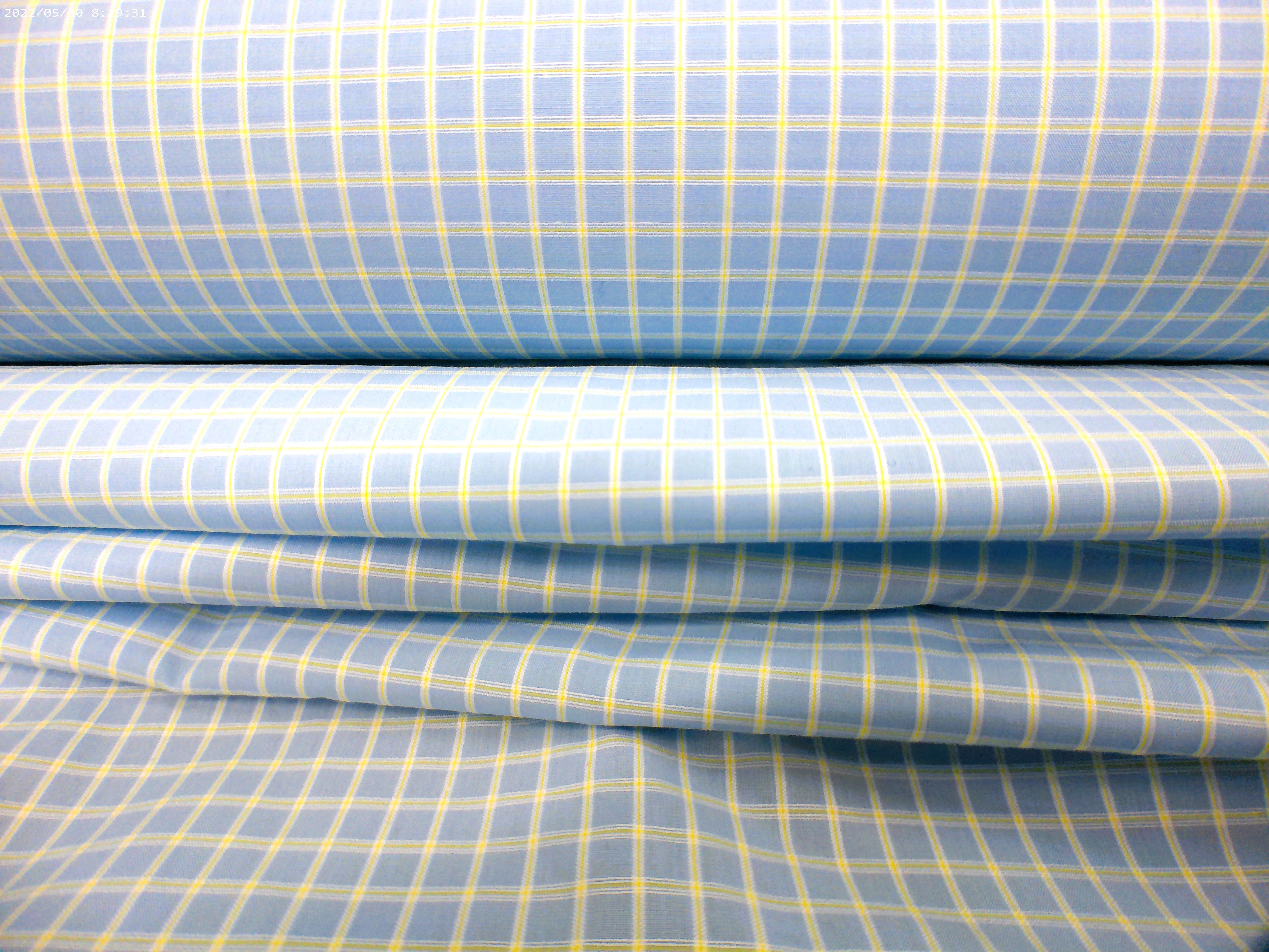 Blue Yellow Check Cotton Shirting