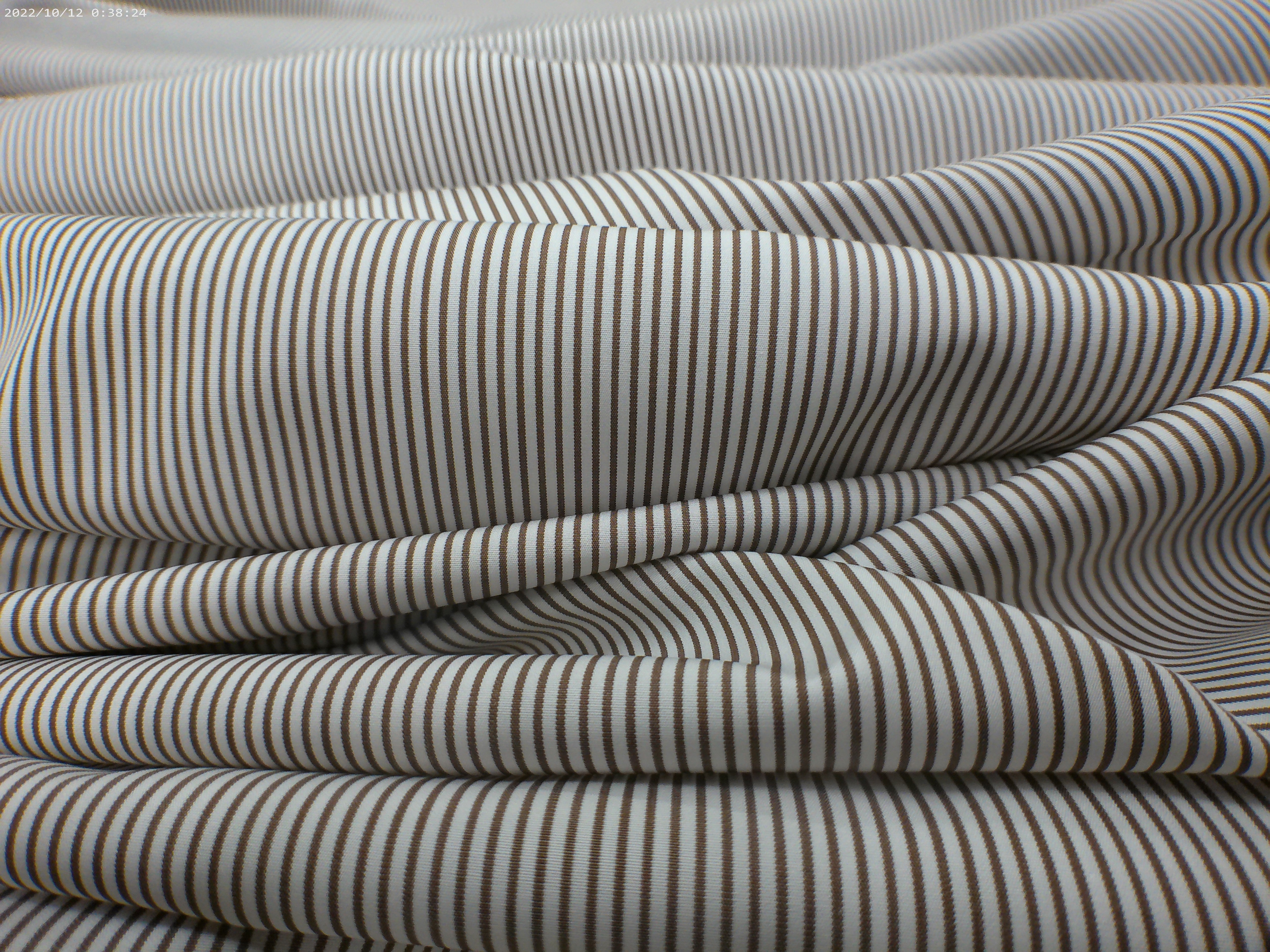Brown White Stripe Linen Silk Cotton Suiting