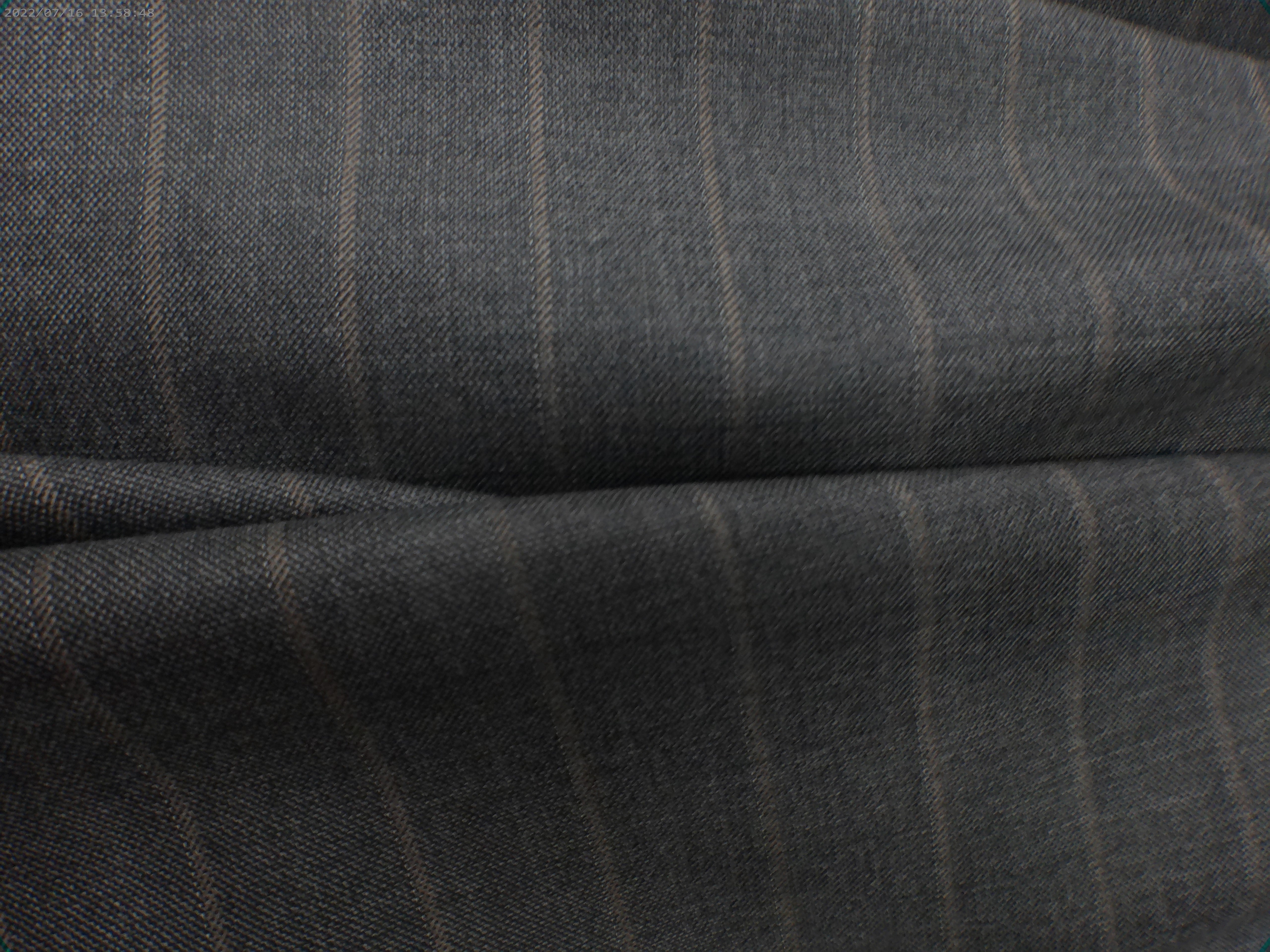 Charcoal Grey Beige Chalk Stripe Wool Suiting