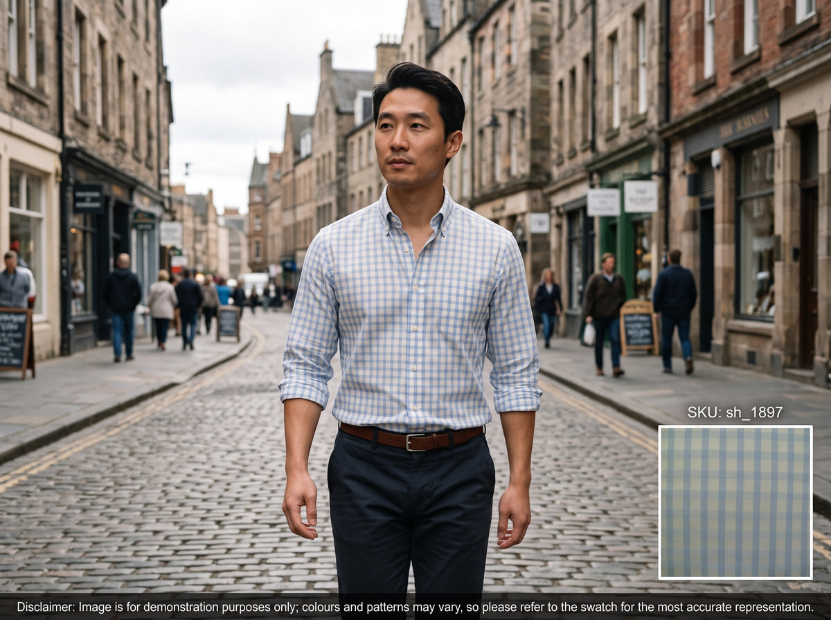 Blue White Check Egyptian Cotton Dresses Shirting