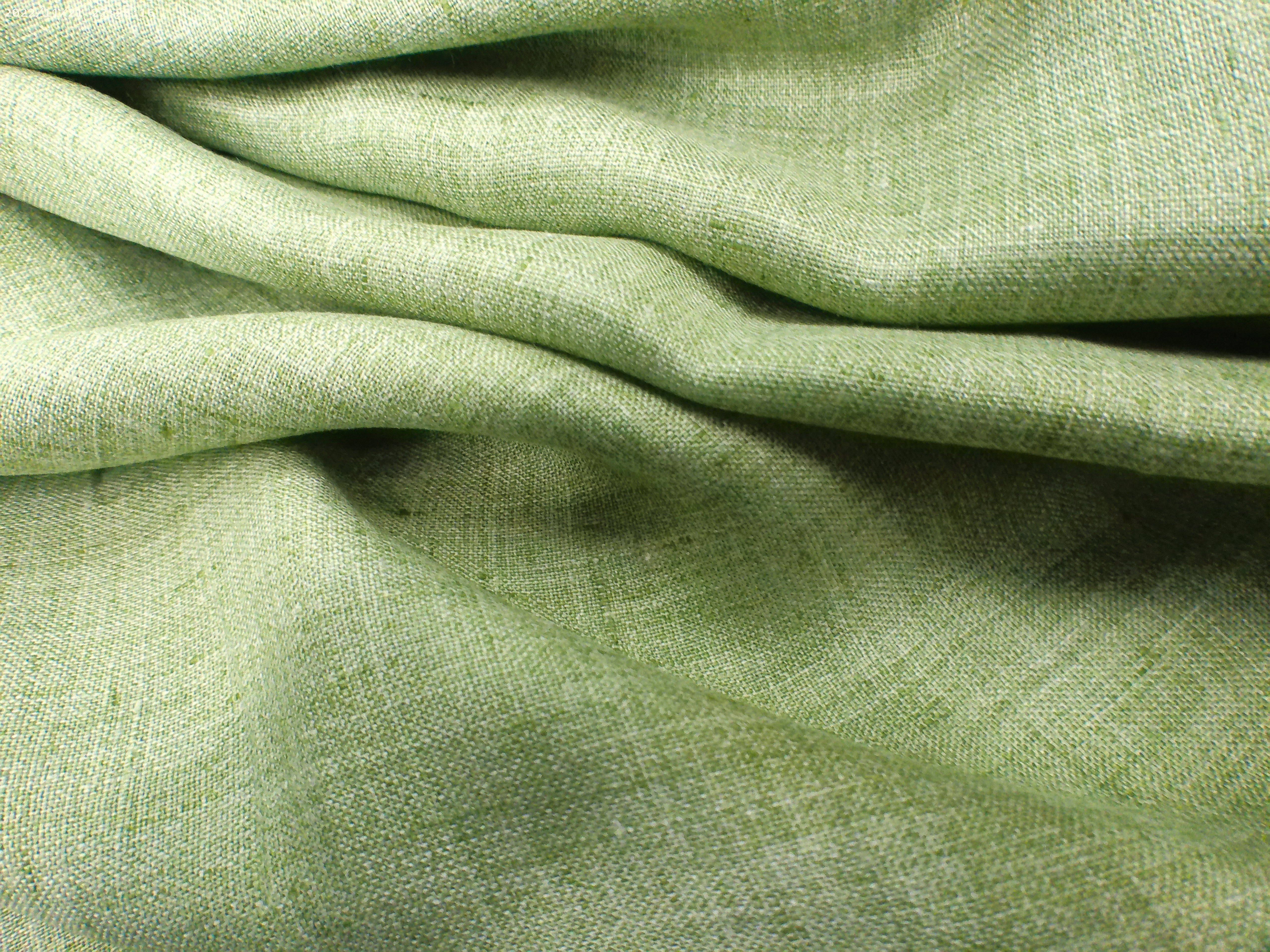 Green Plain Linen Shirting