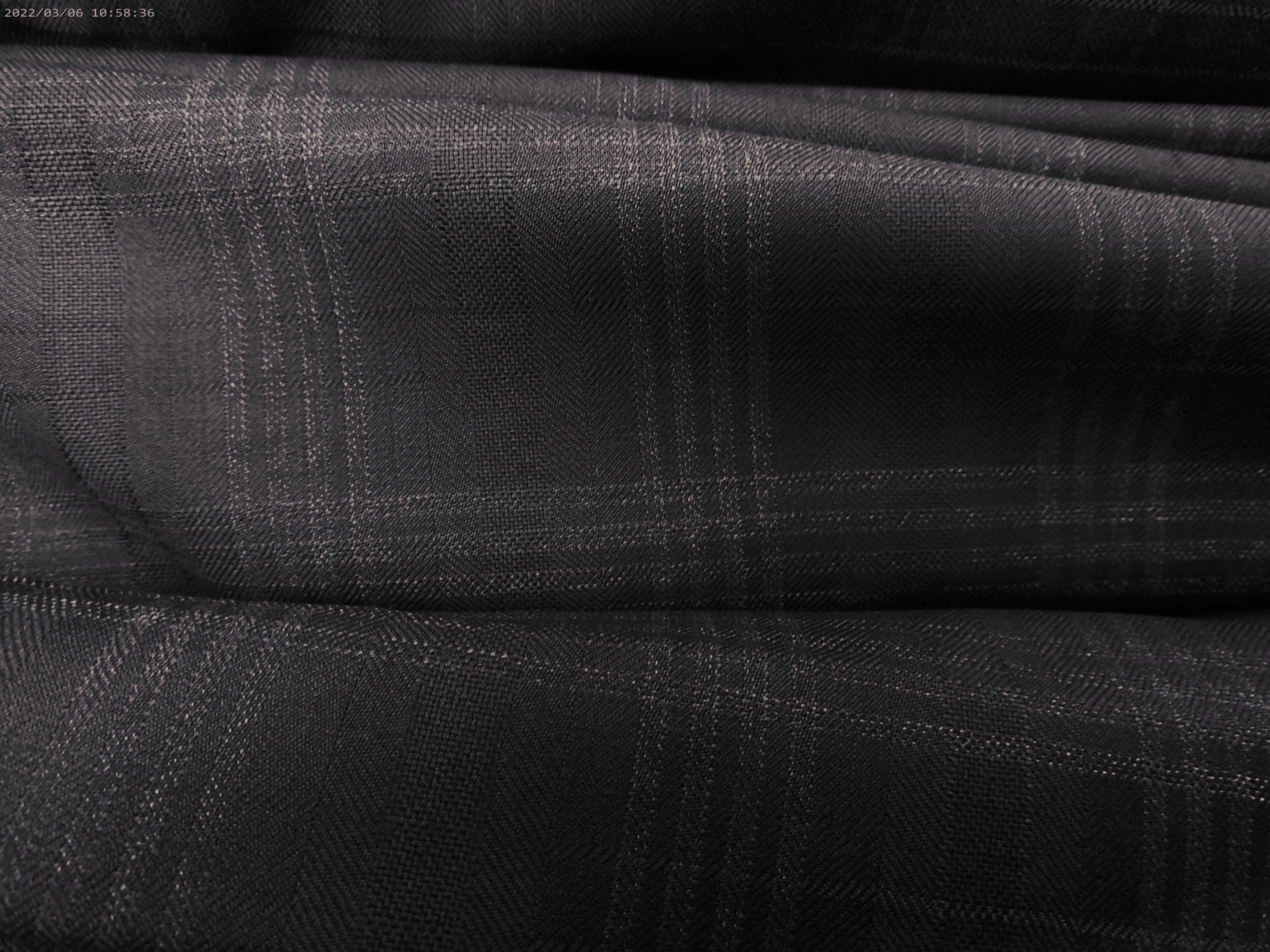 Grey Black Check Worsted Wool Suiting