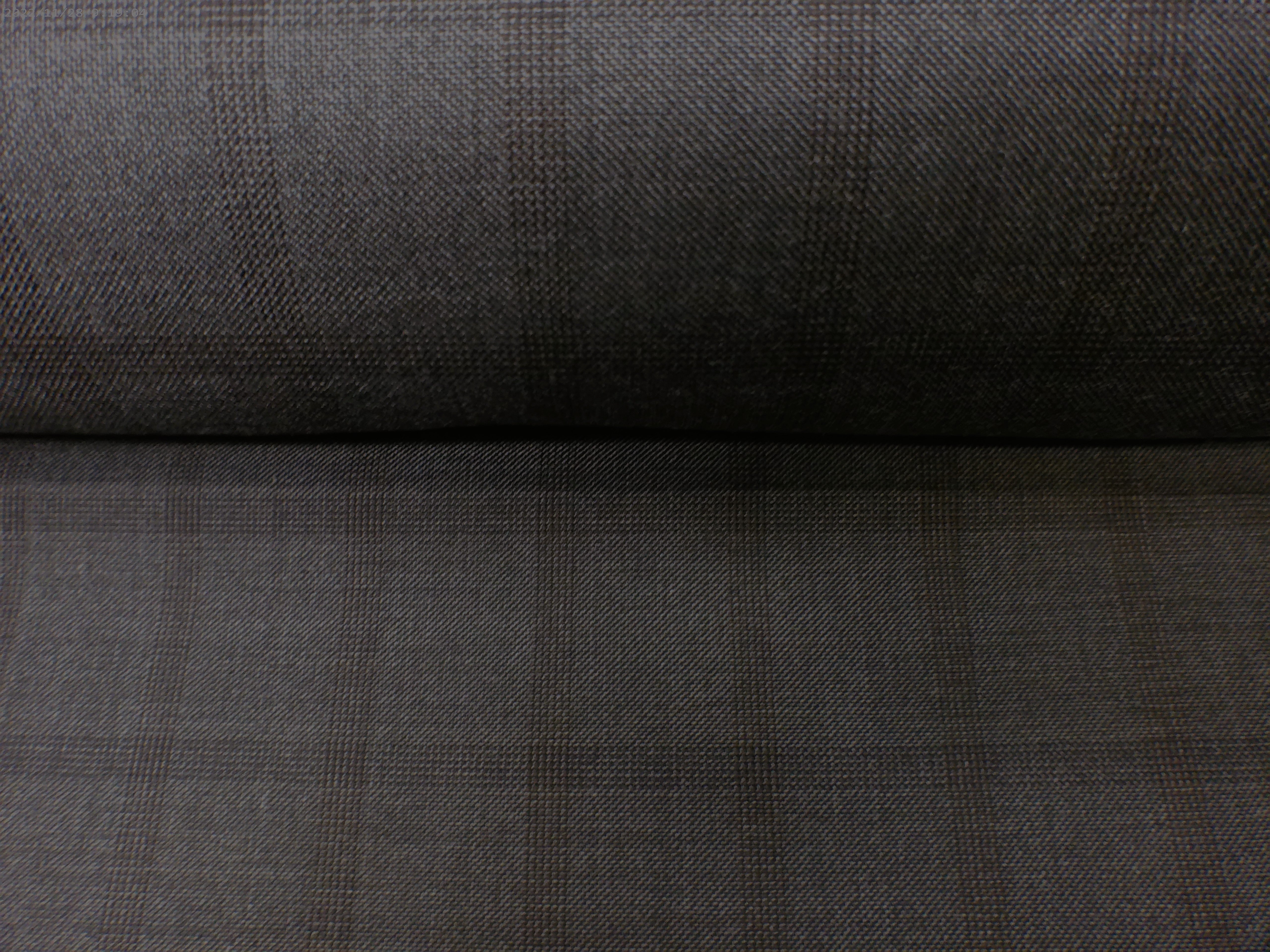 Grey Brown Check Worsted Wool Suiting