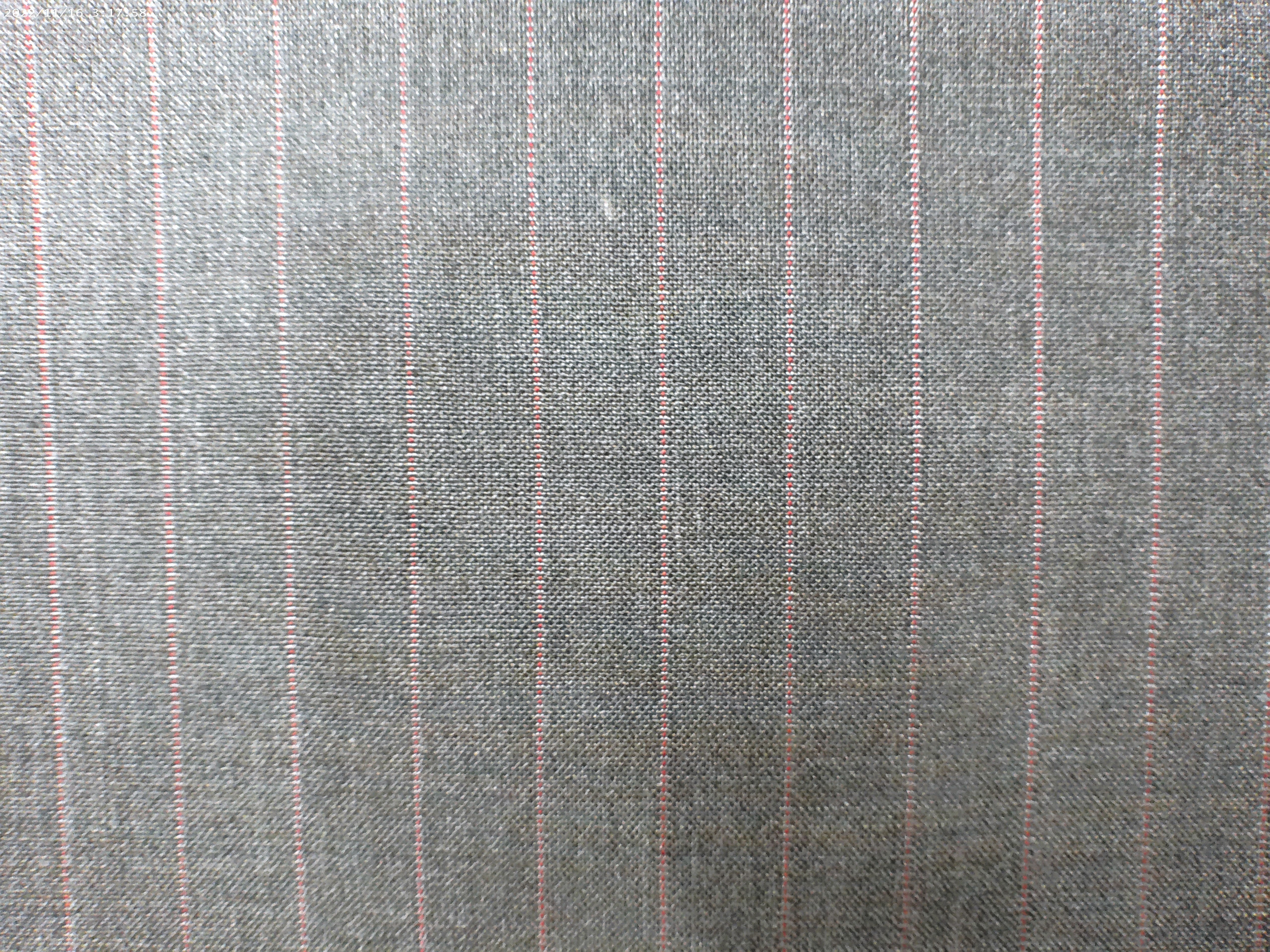 Grey Pink Stripe Worsted Wool Suiting