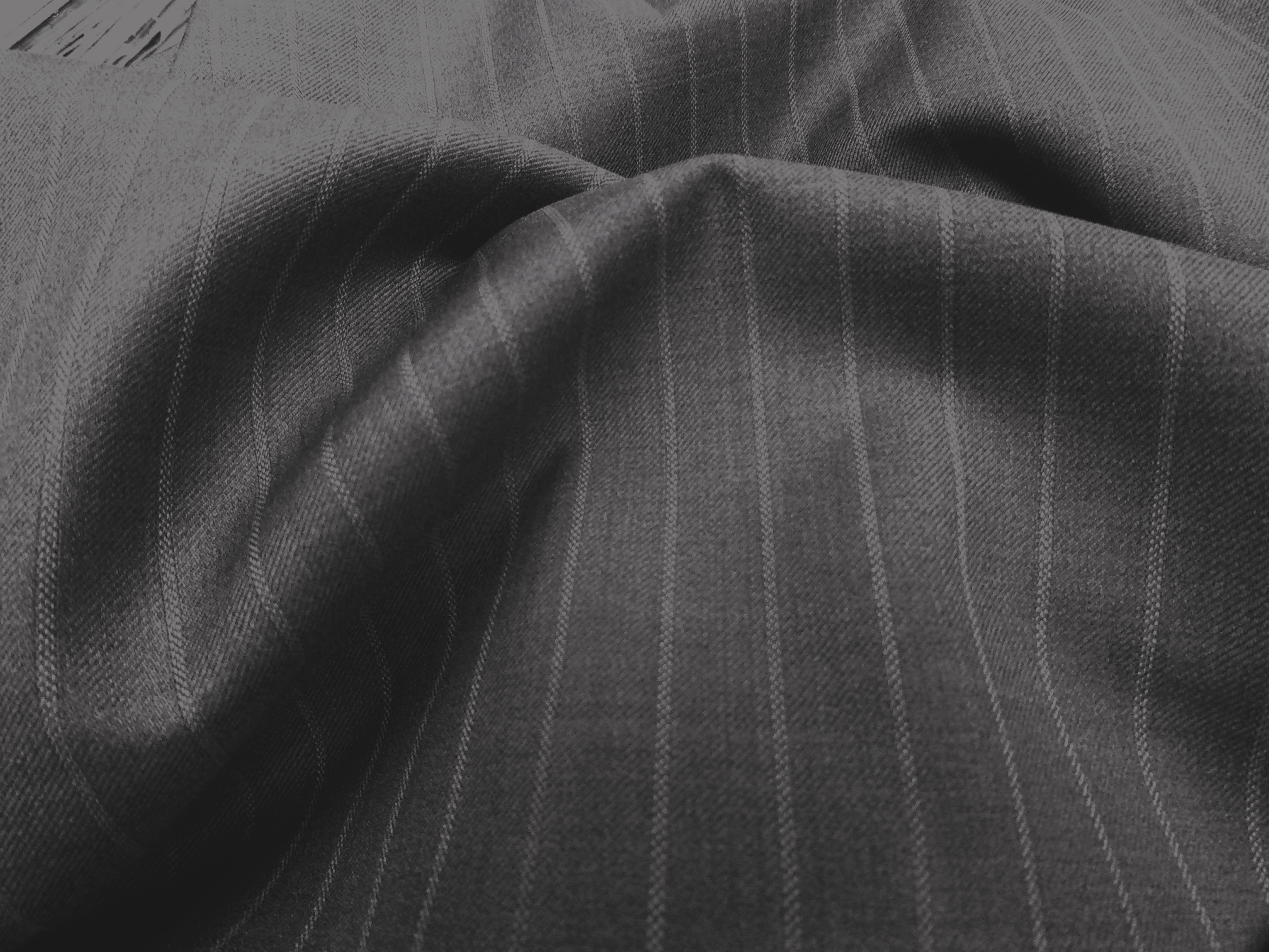 Grey Tonal Stripe Worsted Wool Suiting