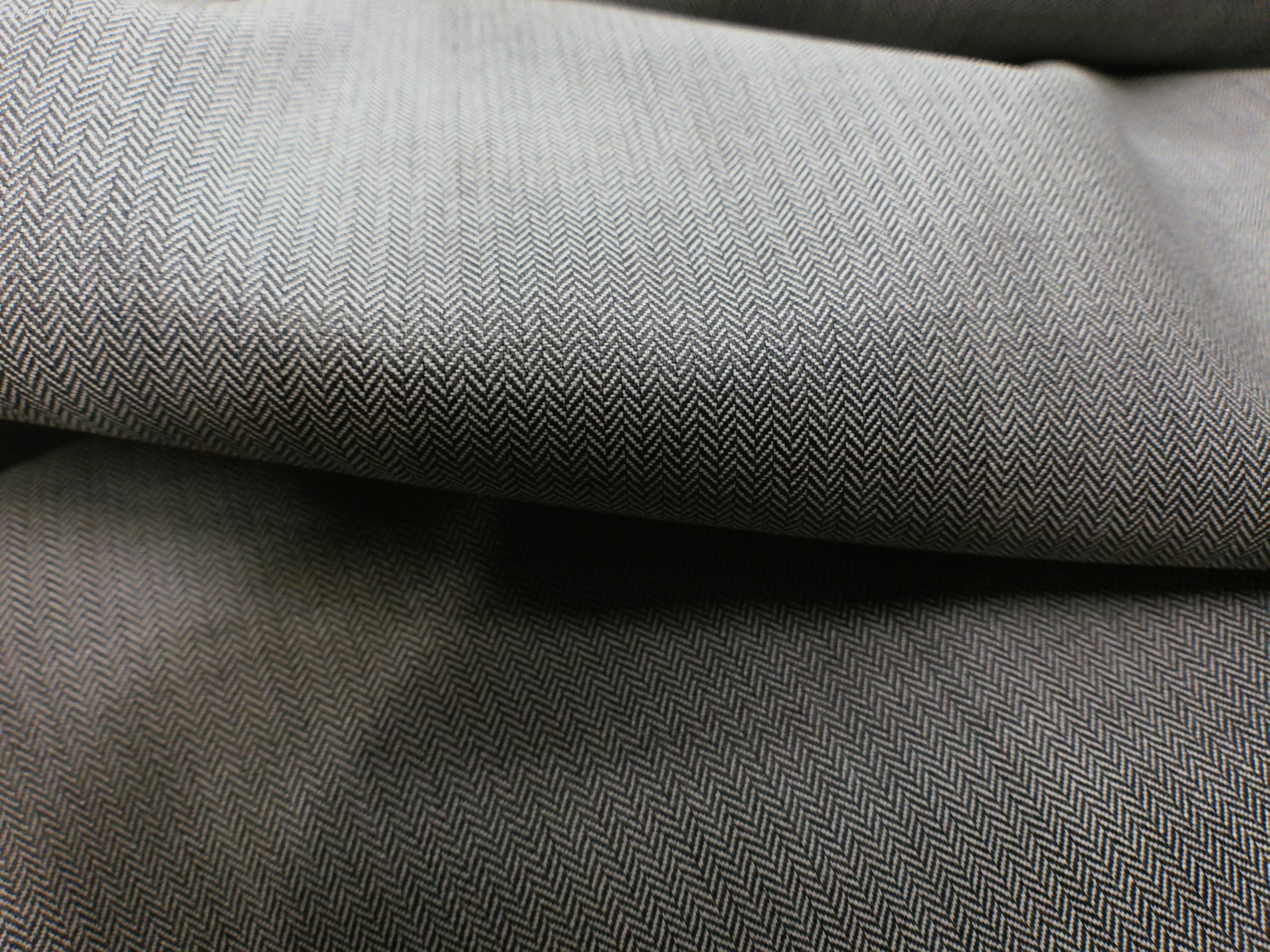 Grey White Herringbone Silk Wool Mohair Suiting