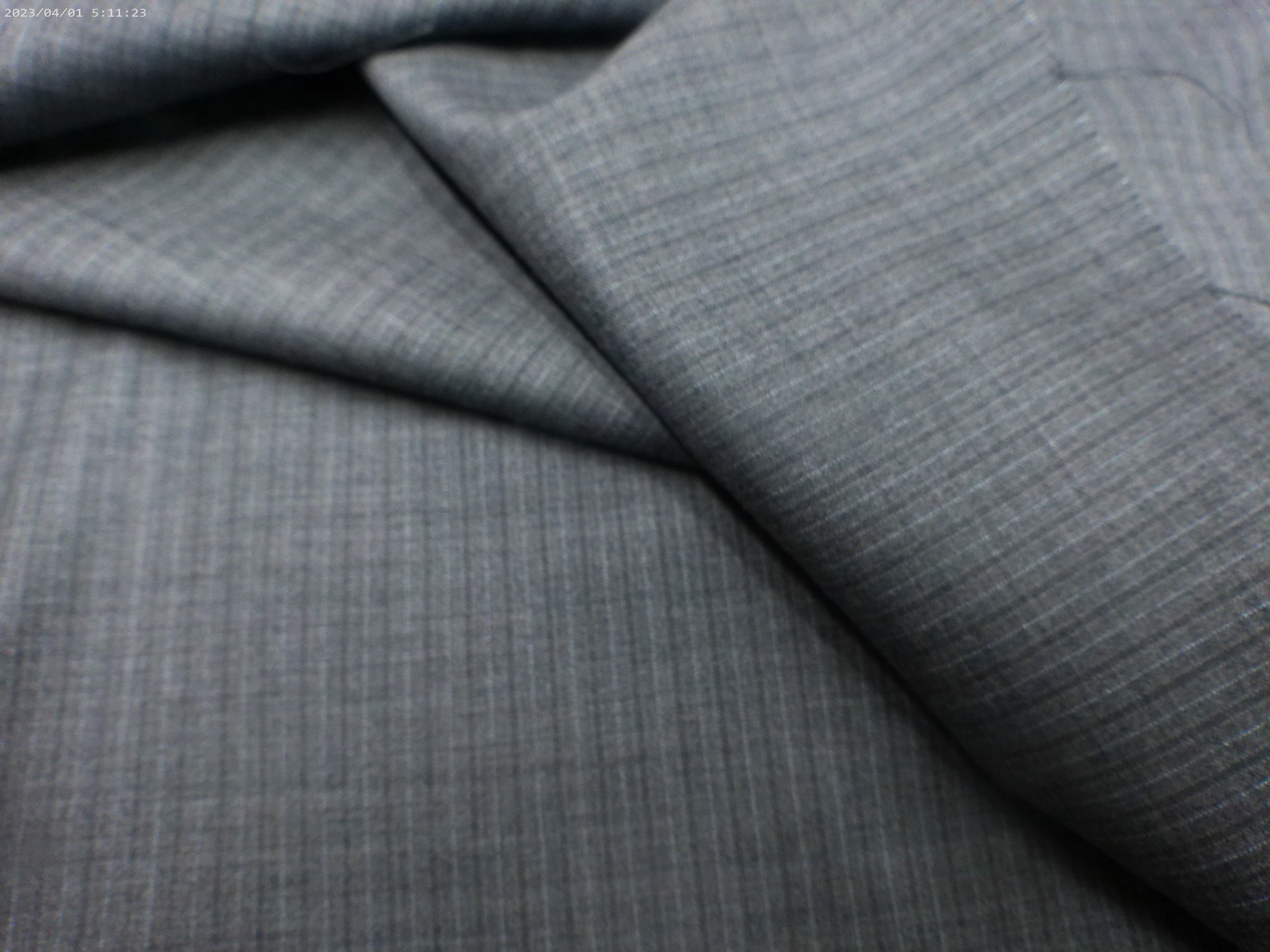 Grey White Stripe Worsted Wool Suiting