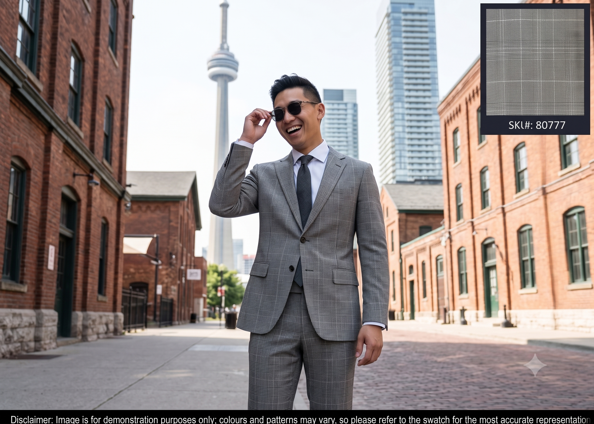 Man with Black White Check Wool Blazer Suiting