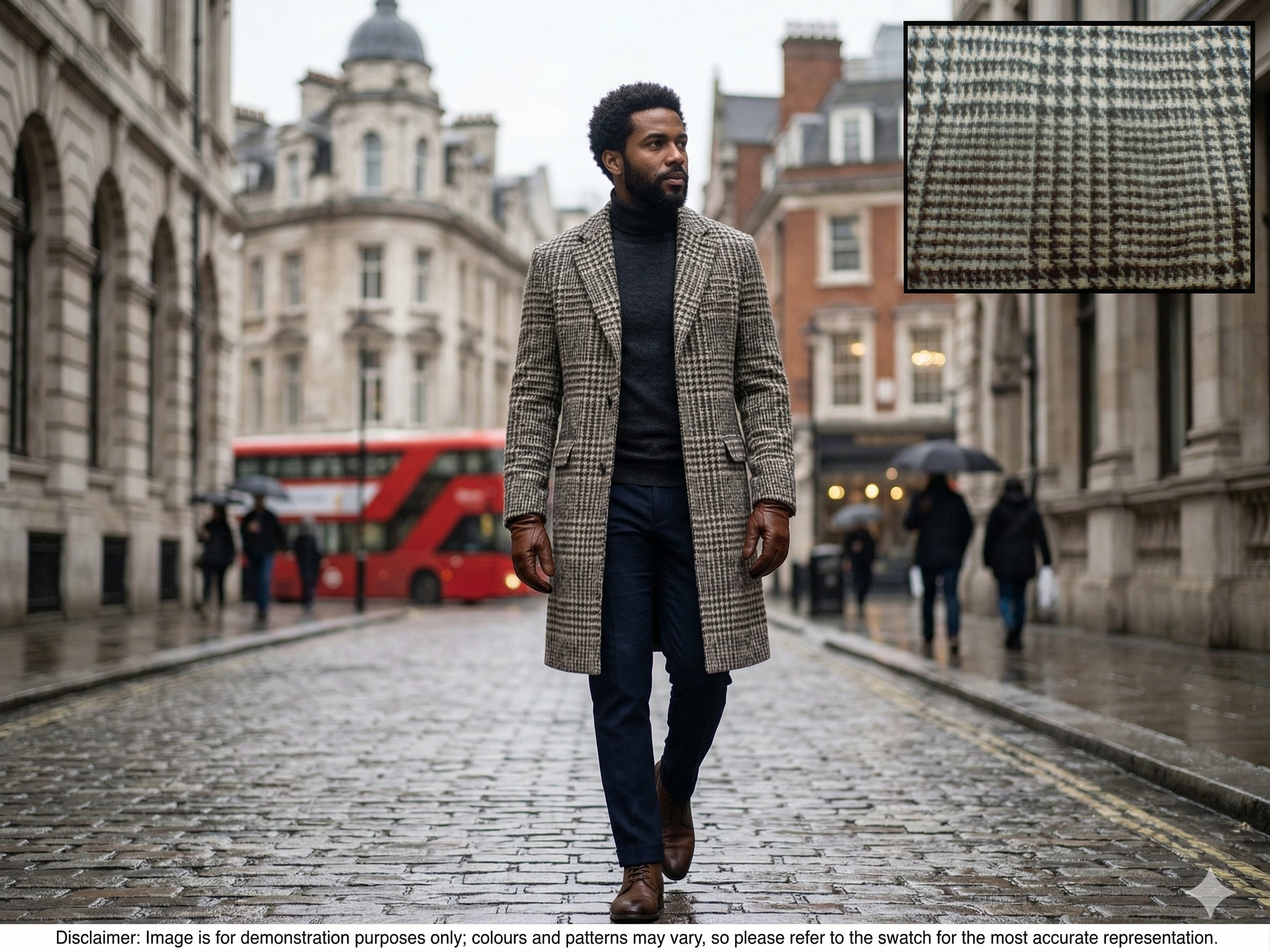 Man with Black White Check Wool Coating