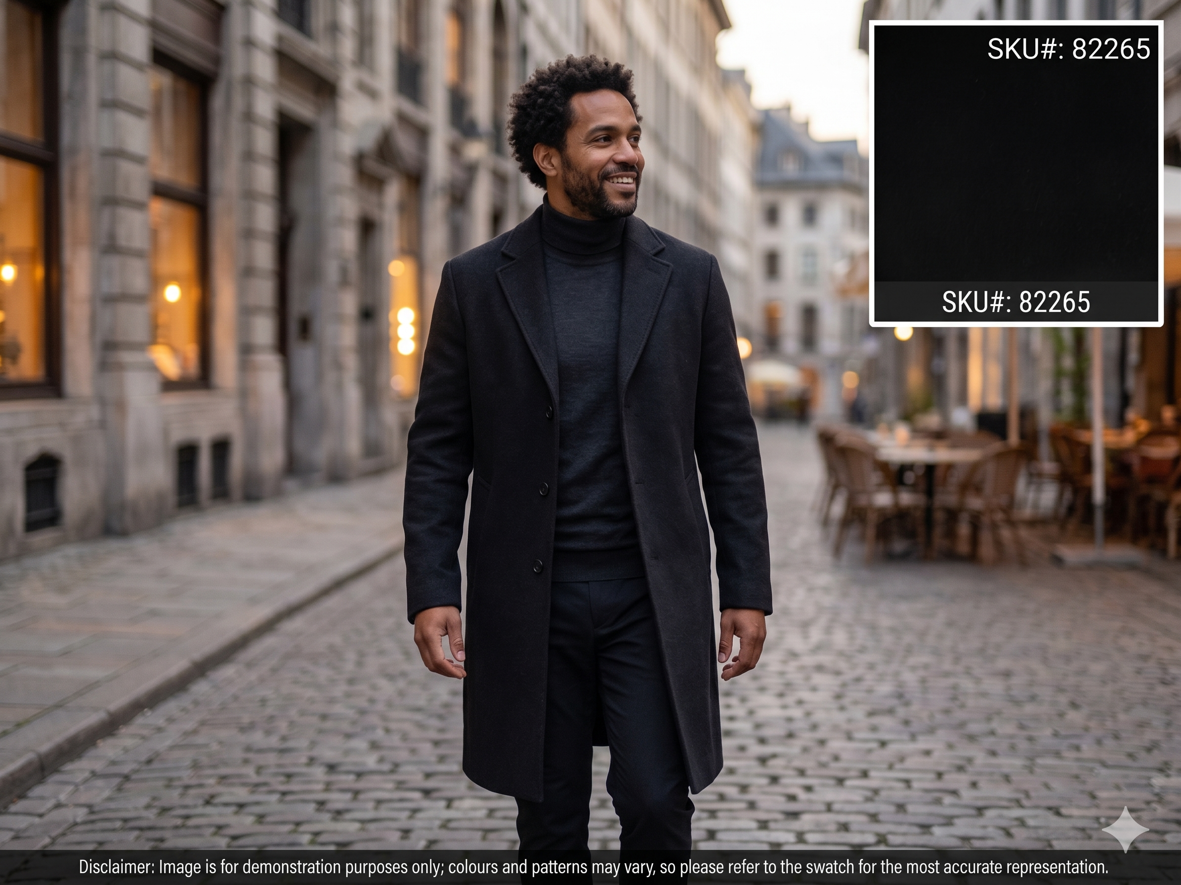 Man with Black Wool Cashmere Coating