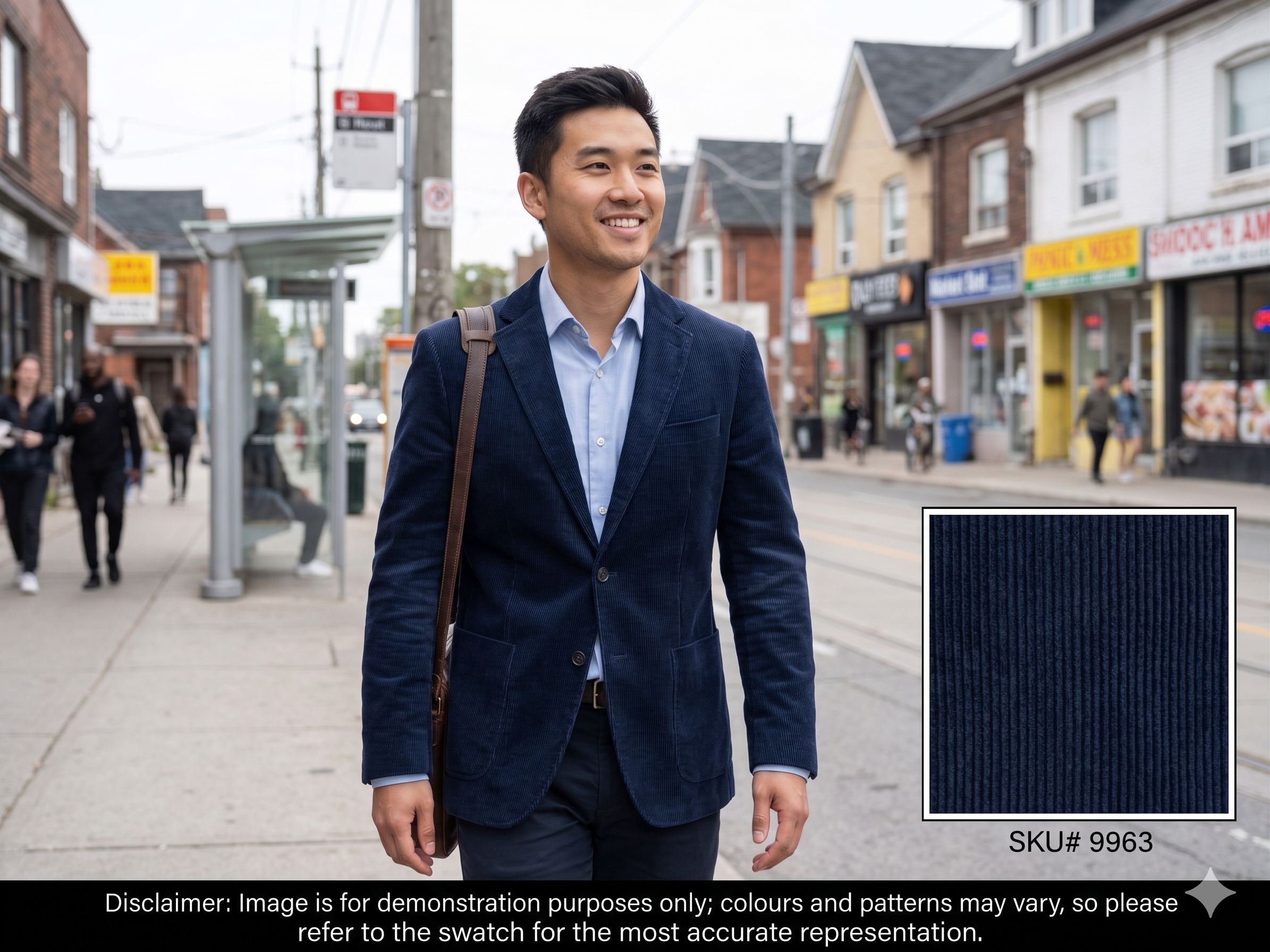 Man with Blue Corduroy Cotton Blazer