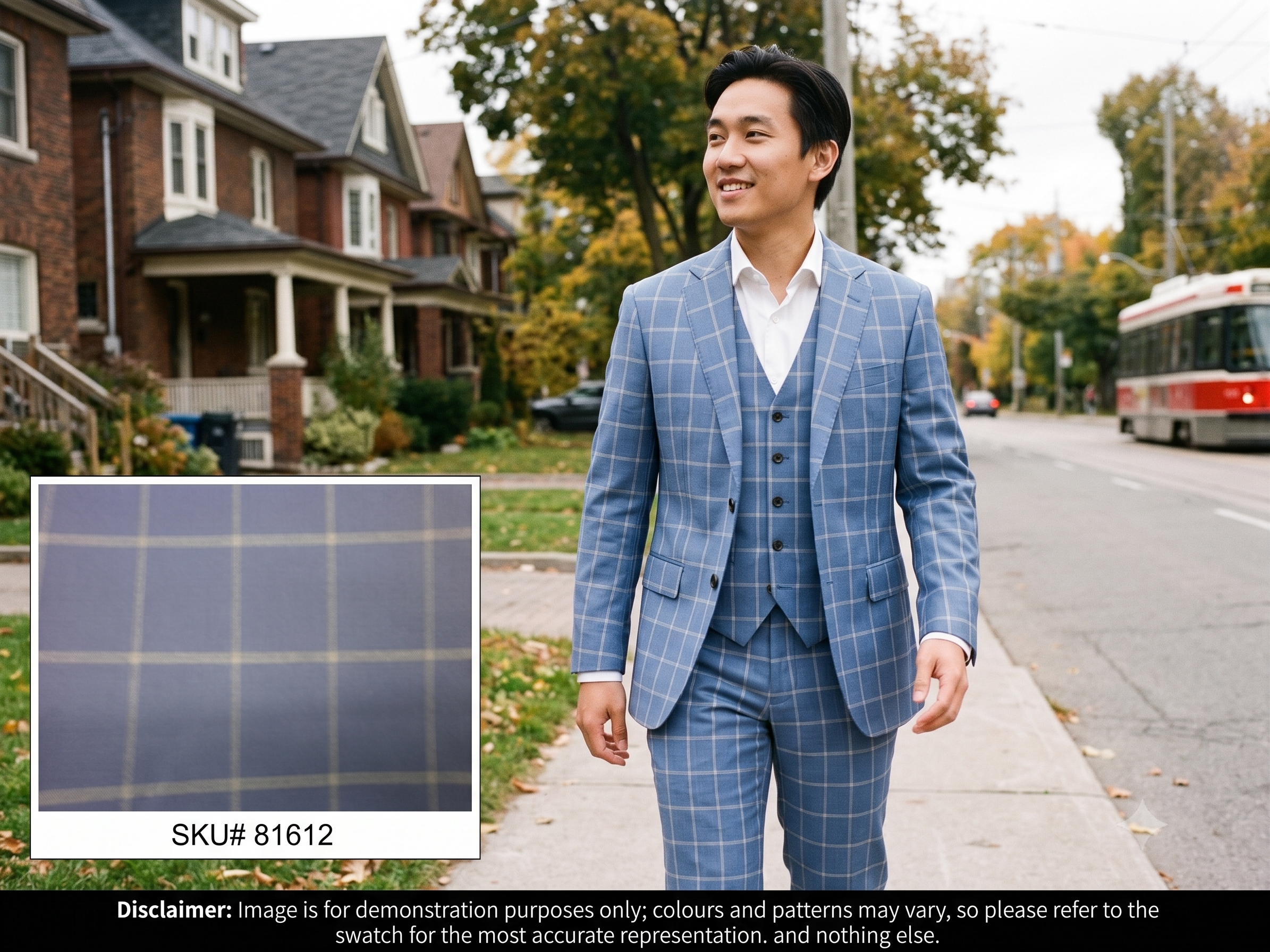 Man with Blue Green Check Wool Blazer Suiting