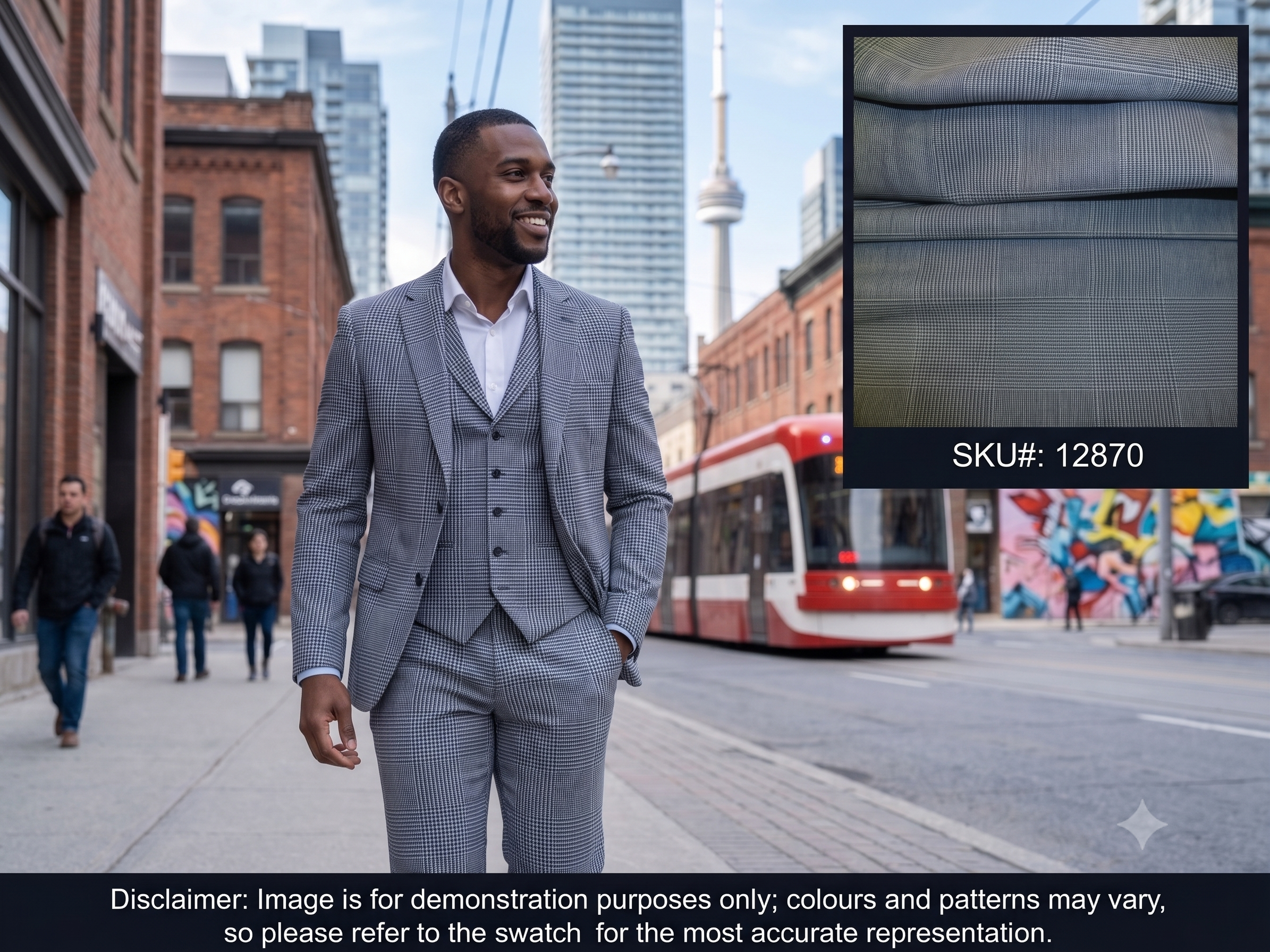 Man with Blue Grey Plaid Wool Blazer Suiting
