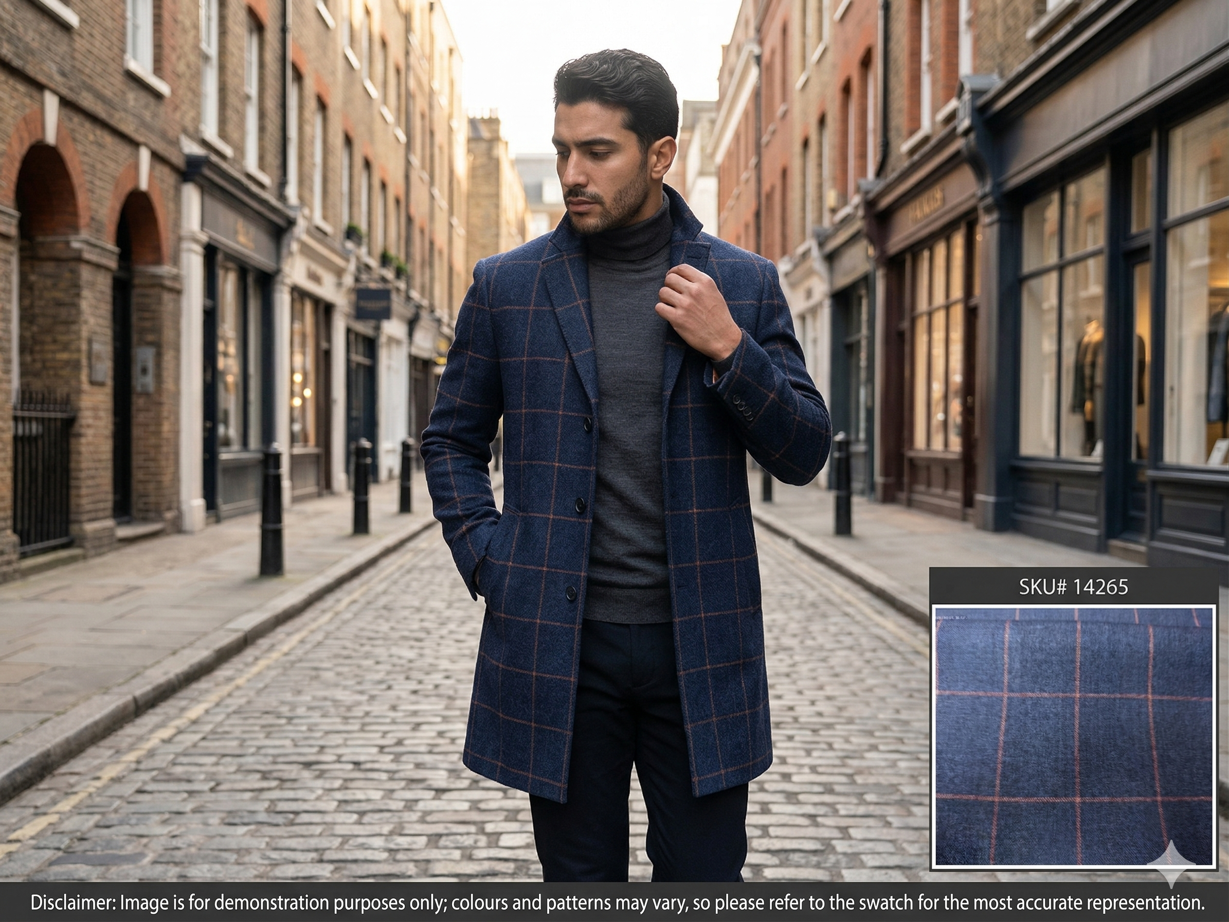 Man with Blue Pink Check Cashmere Silk Vicuna Blazer