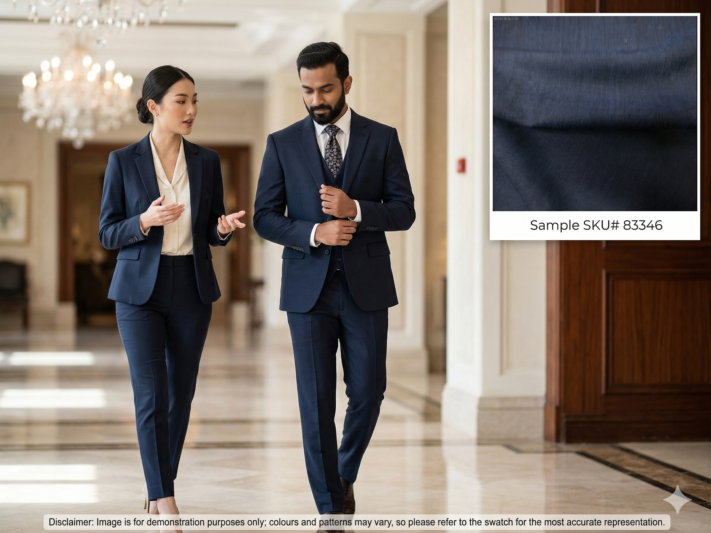 Man with Blue Plain Mohair Wool Suiting