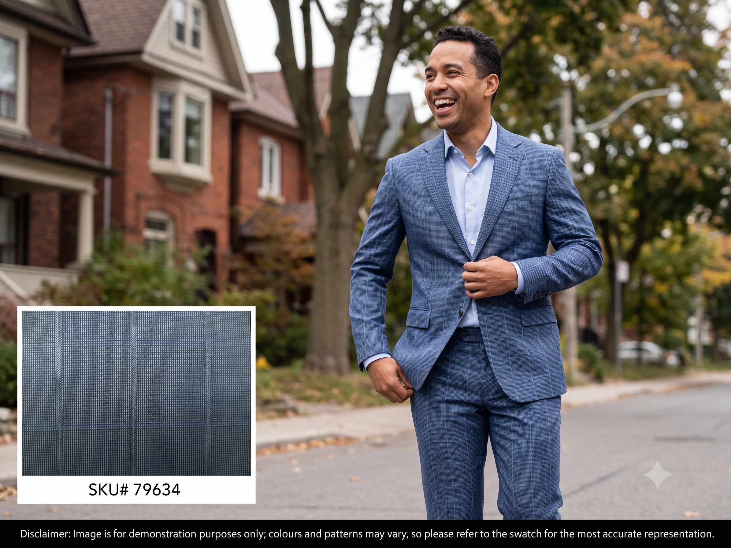 Man with Blue Tonal Check Wool Blazer Suiting