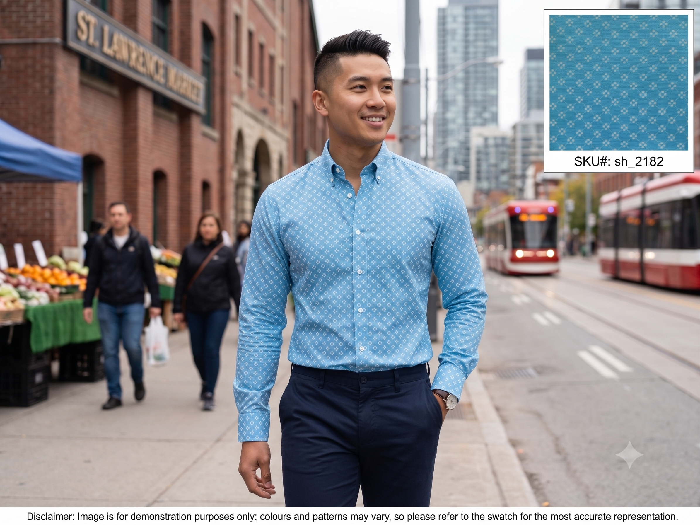 Man with Blue White Floral Cotton Dresses Shirting