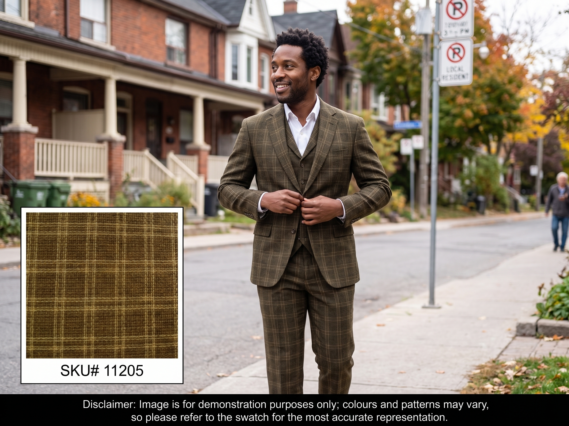 Man with Brown Gold Check Wool Suiting