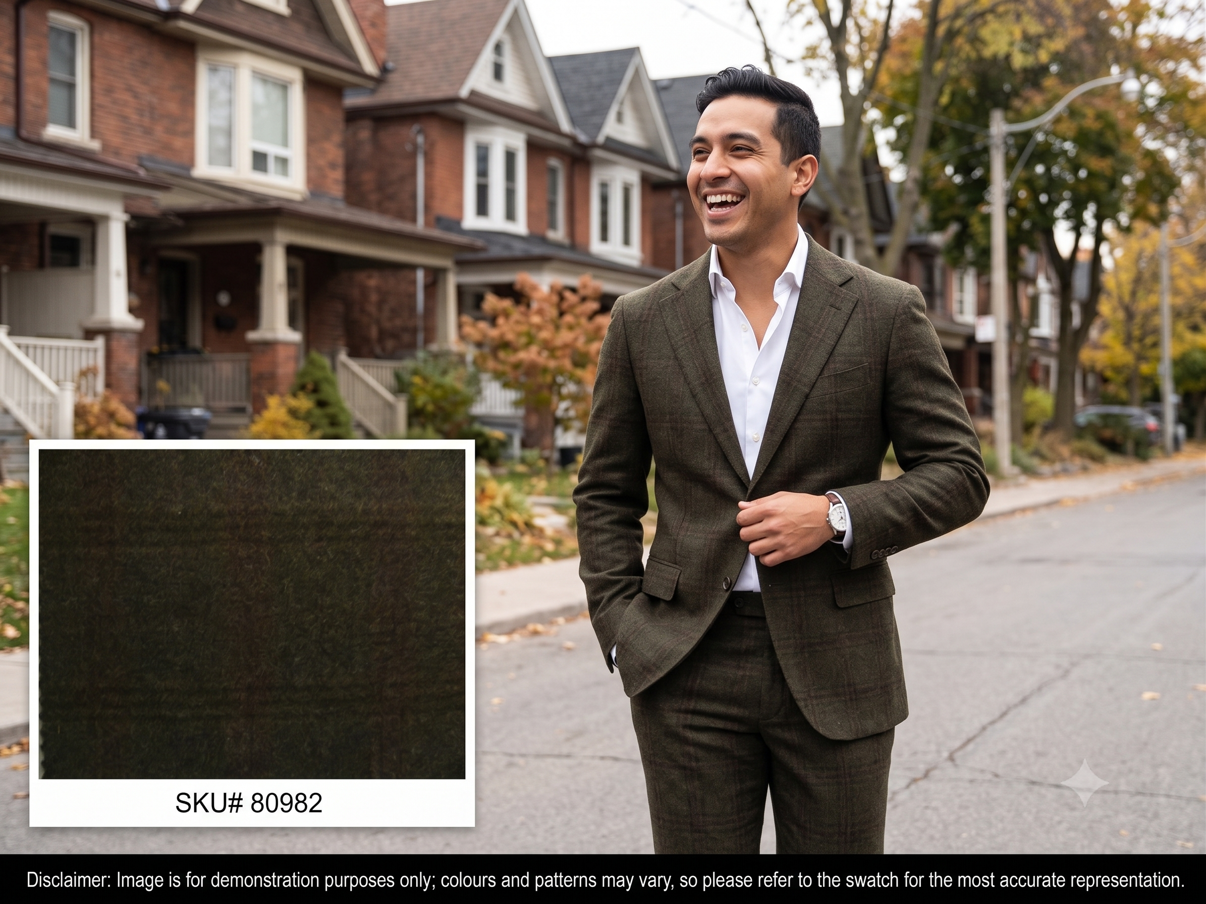 Man with Brown Green Stripe Wool Cashmere Blazer Suiting
