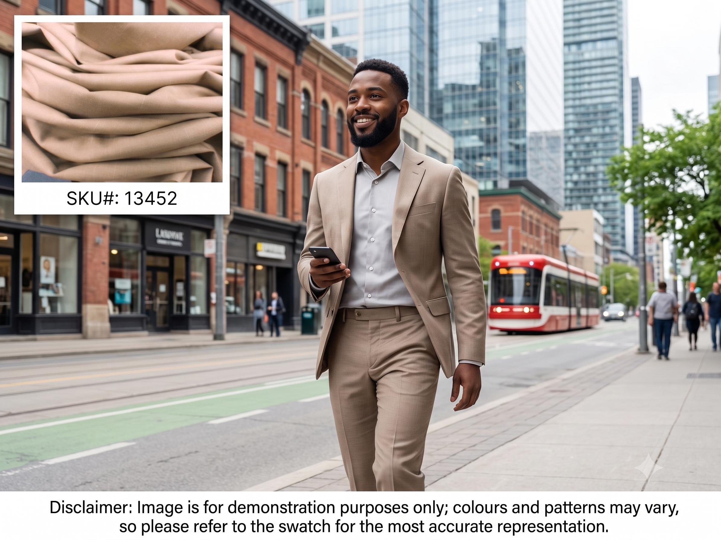 Man with Brown Plain Silk Linen Suiting