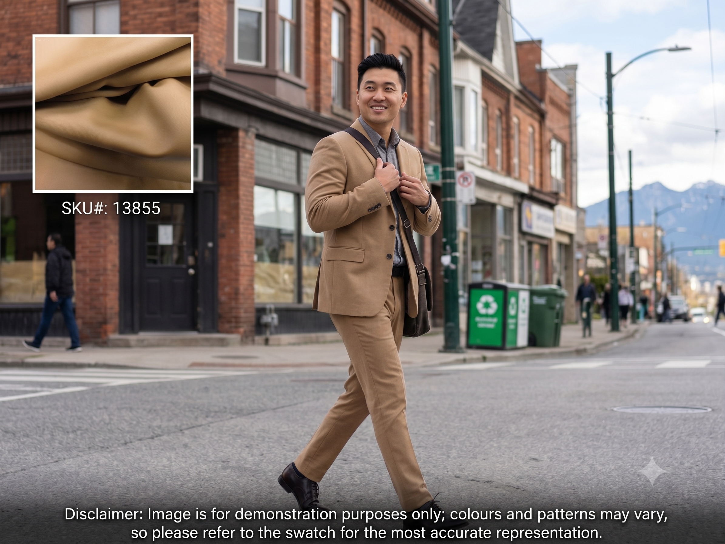 Man with Brown Plain Worsted Wool Suiting