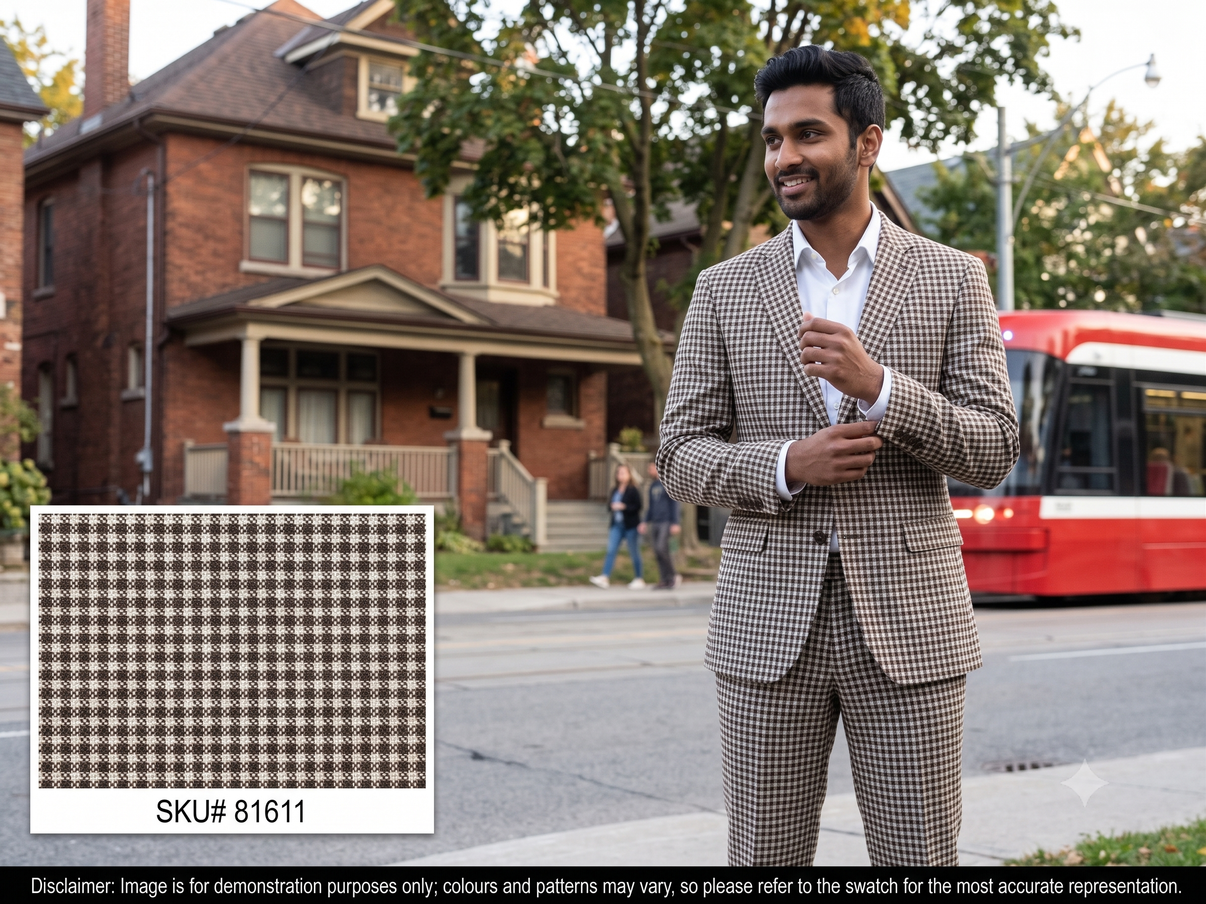 Man with Brown White Check Wool Blazer Suiting