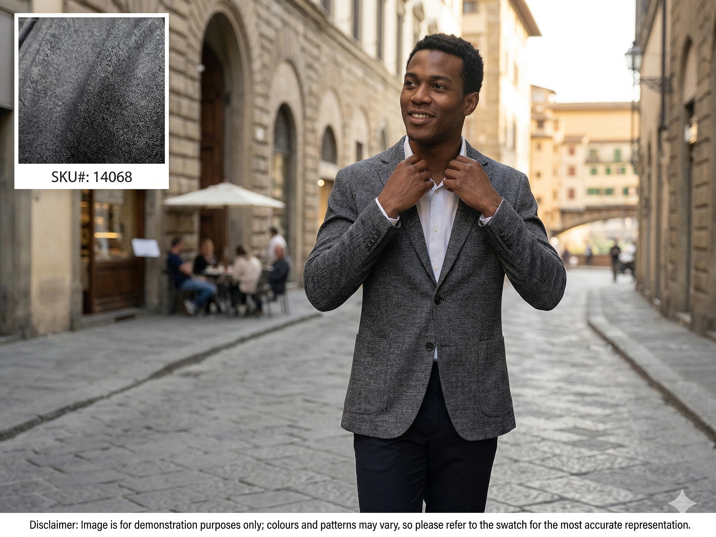 Man with Charcoal Grey Black Donegal Cashmere Wool Blazer