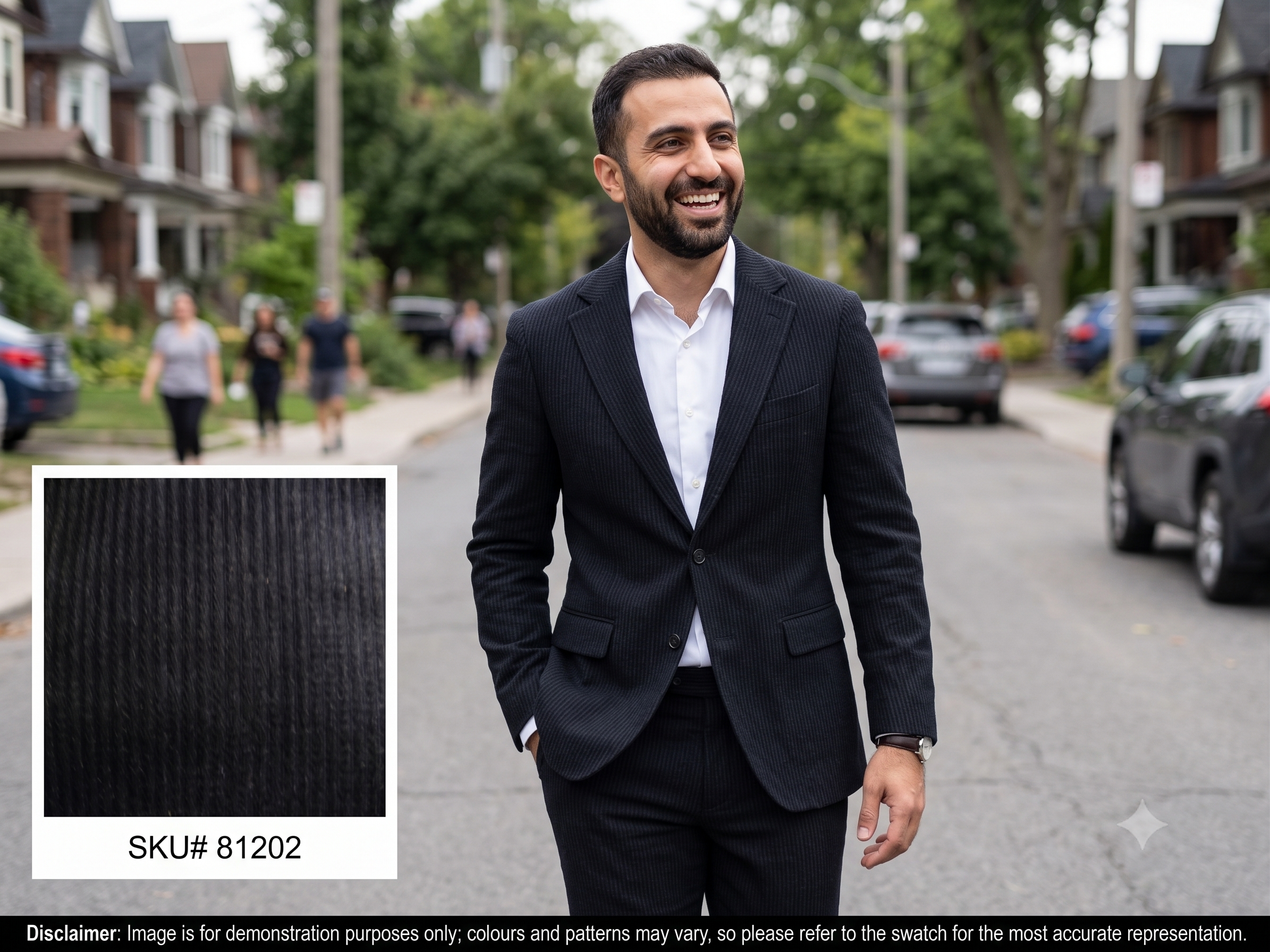 Man with Grey Black Stripe Wool Blazer Suiting