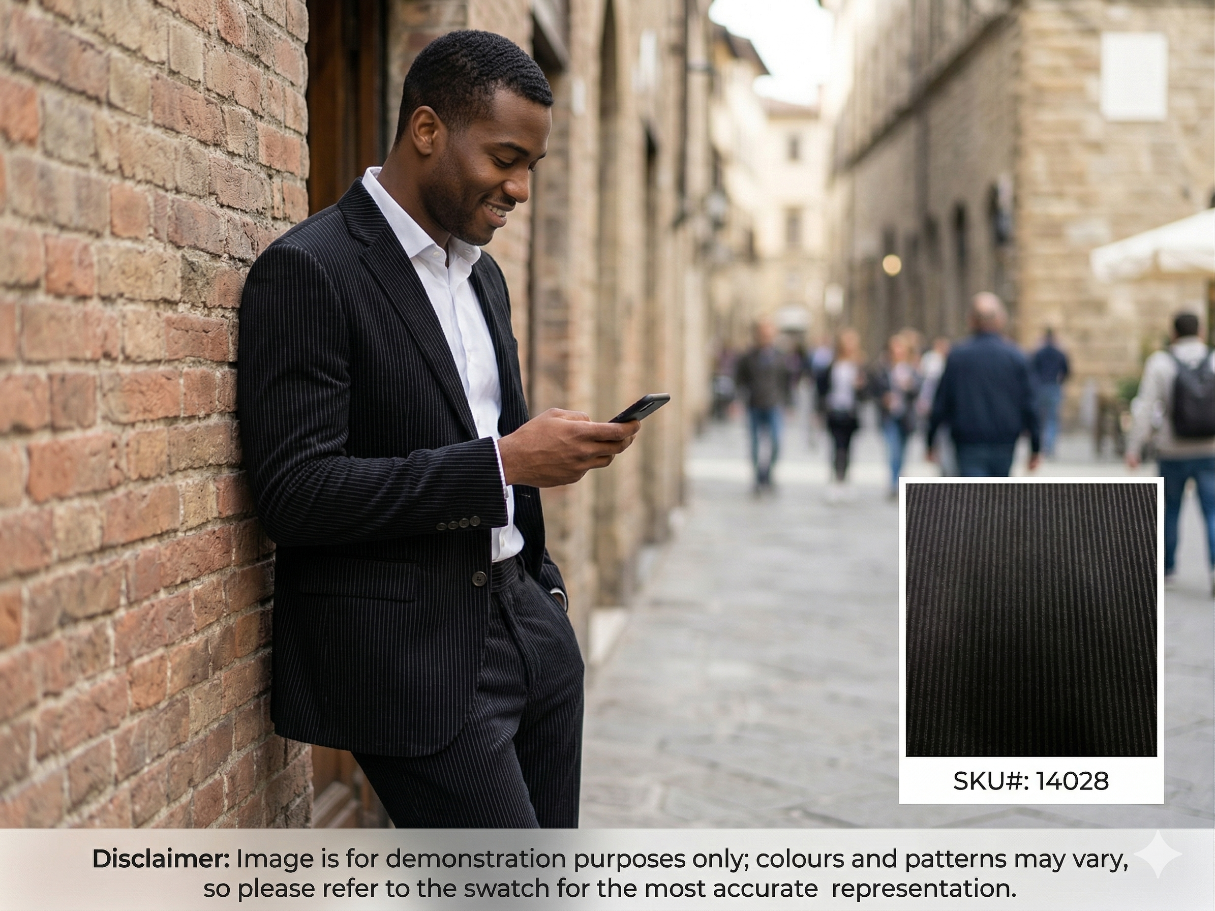 Man with Grey Black Stripe Wool Suiting