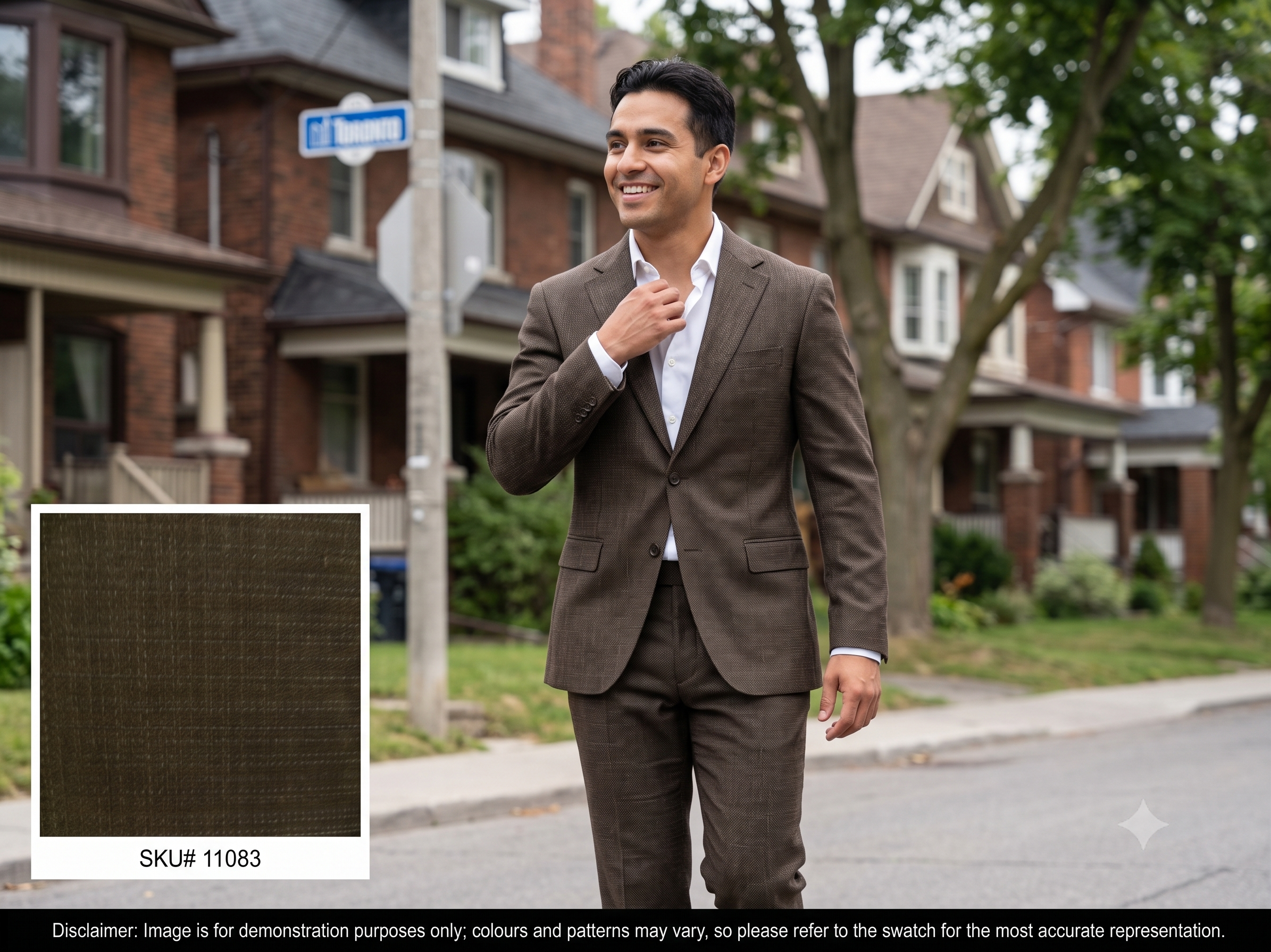 Man with Grey Brown Check Wool Blazer Suiting