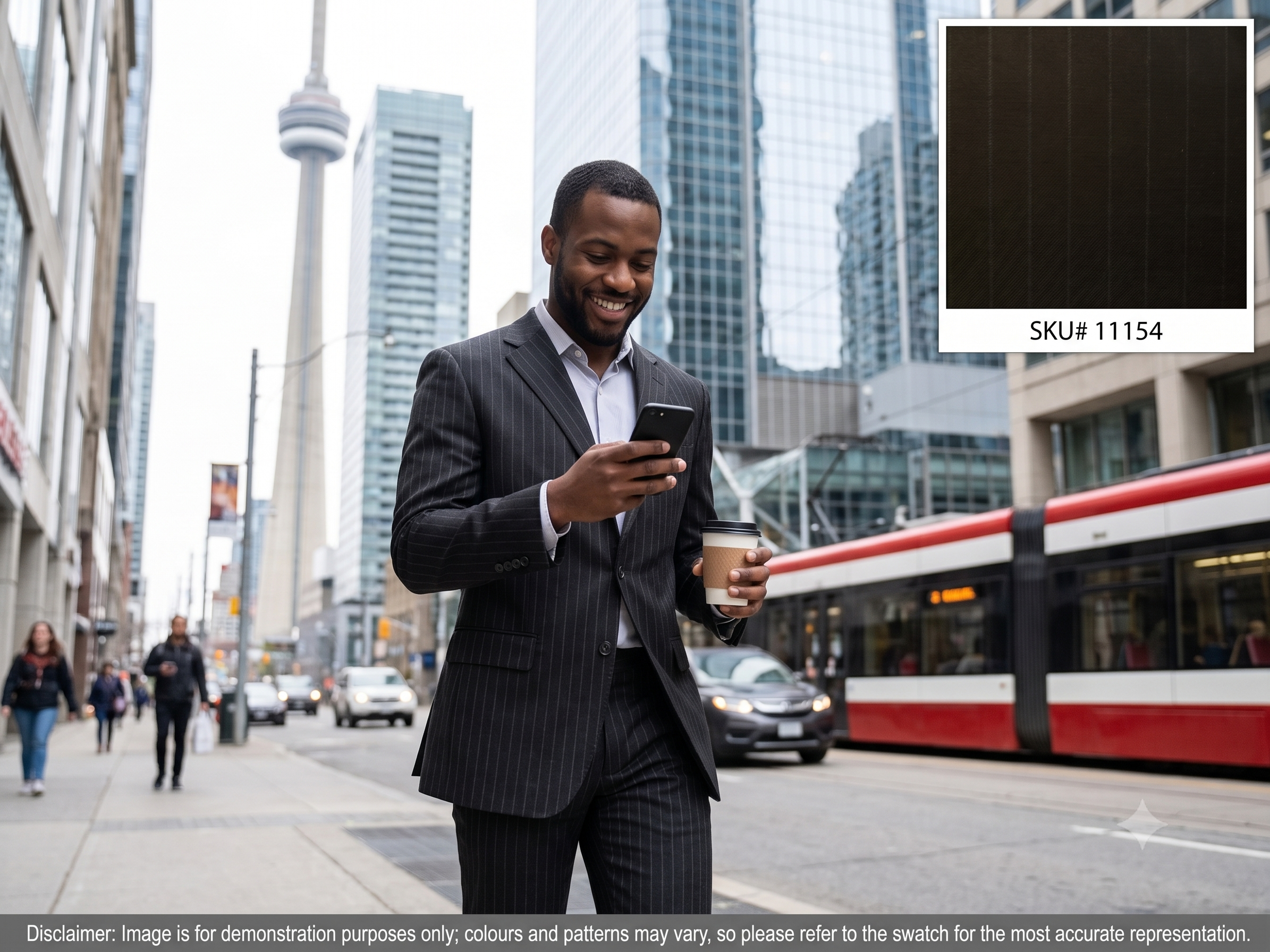 Man with Grey Brown Stripe Worsted Wool Suiting