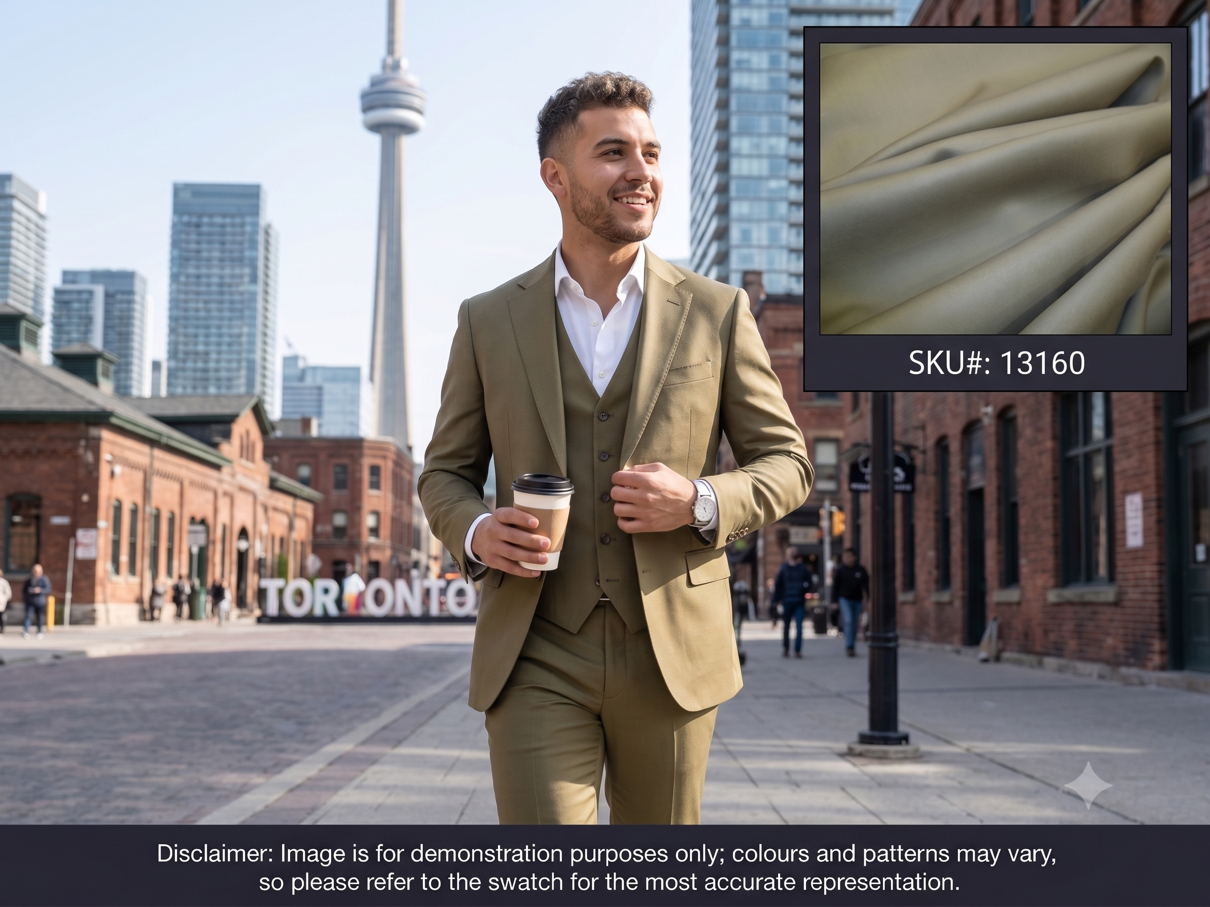 Man with Grey Plain Worsted Wool Suiting