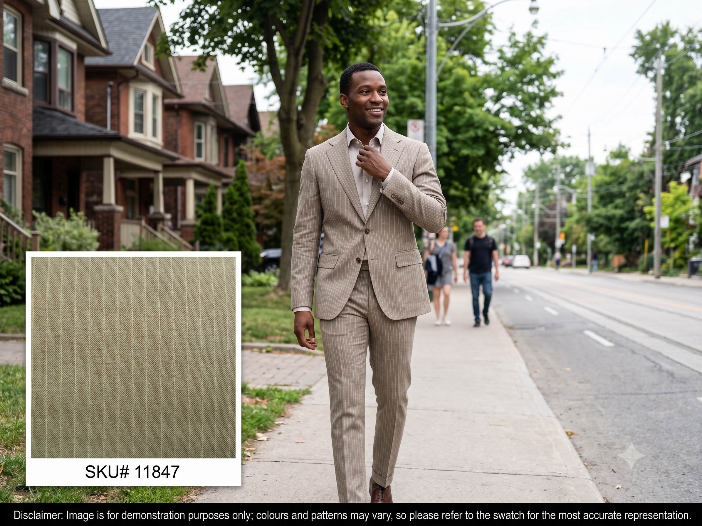 Man with Grey Tonal Stripe Wool Suiting