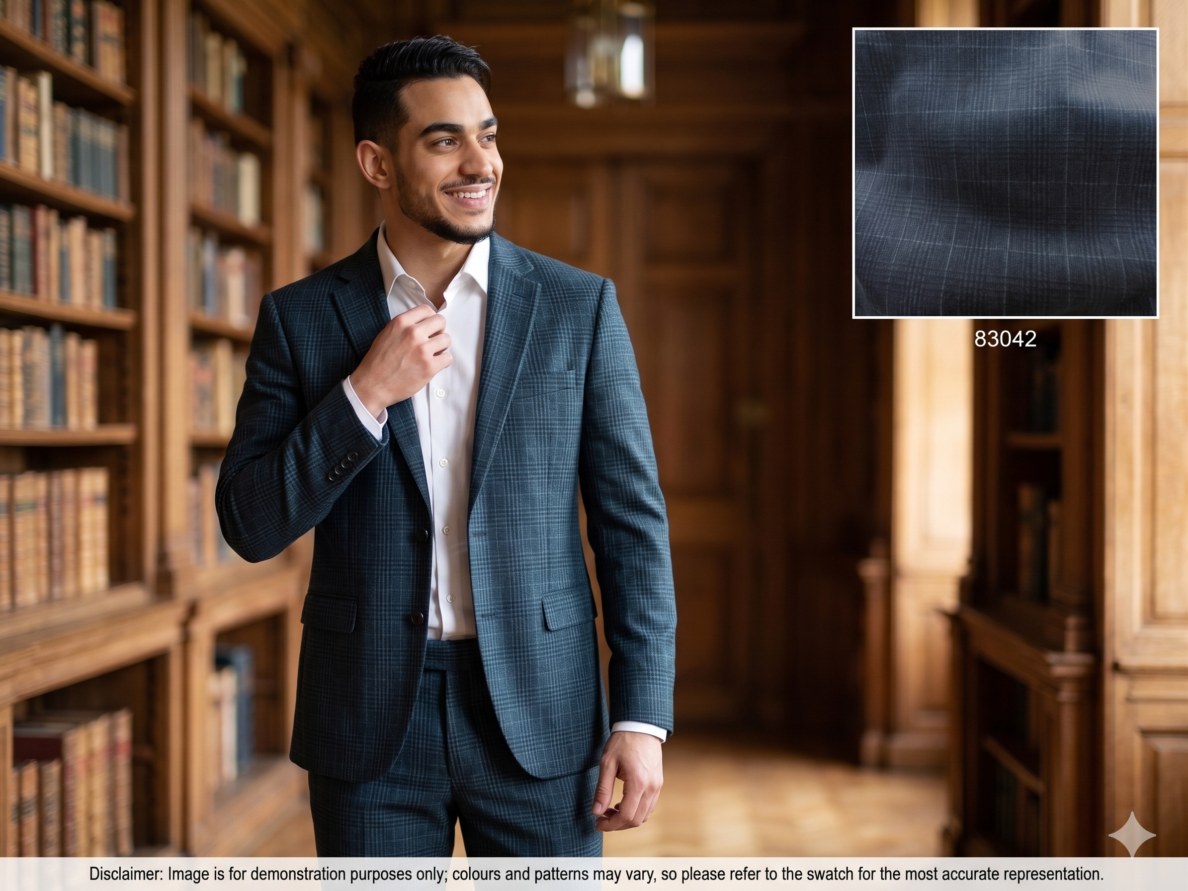 Man with Grey White Plaid Cotton Velvet Blazer