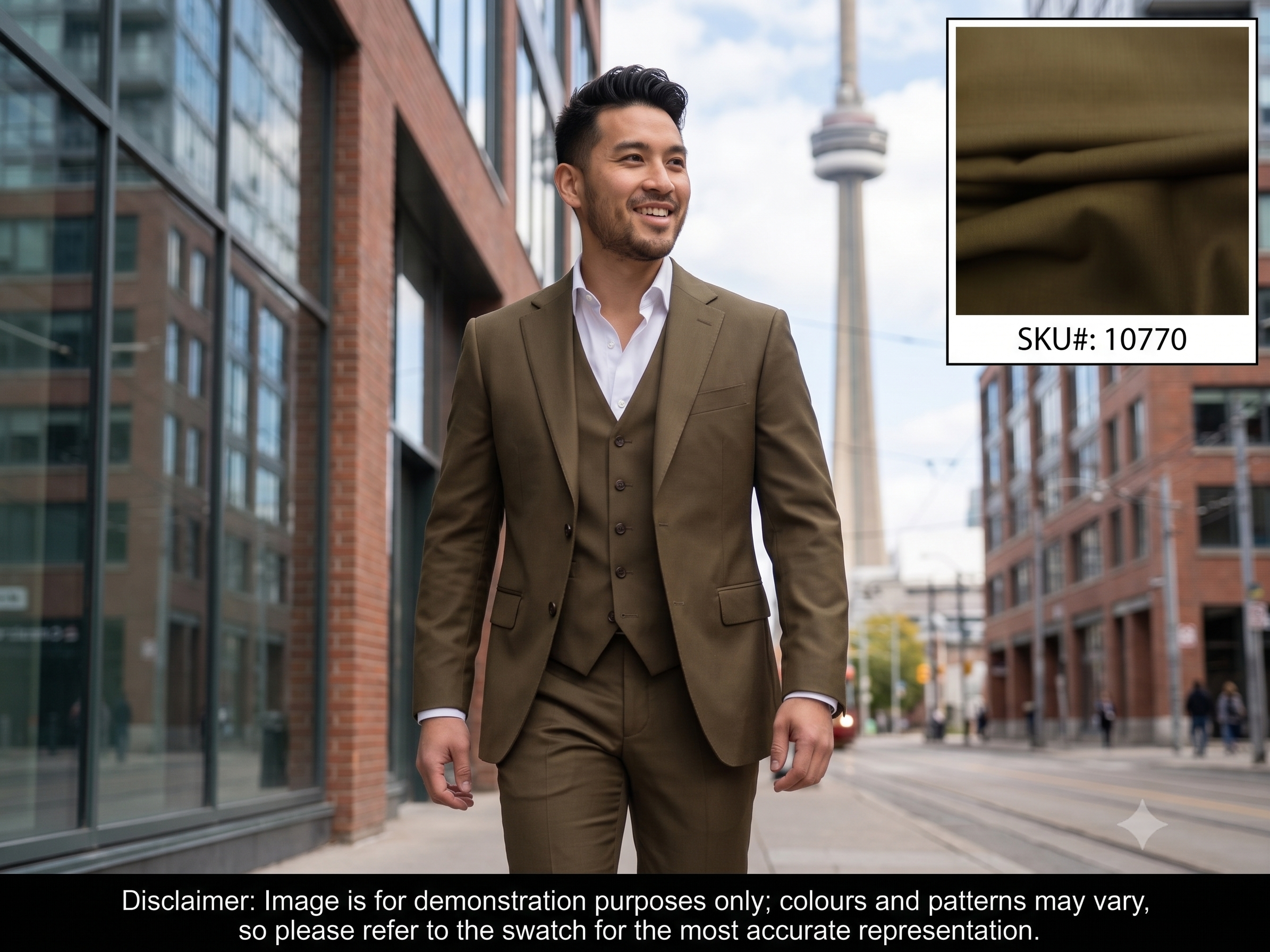 Man with Mocha Brown Plain Worsted Wool Suiting