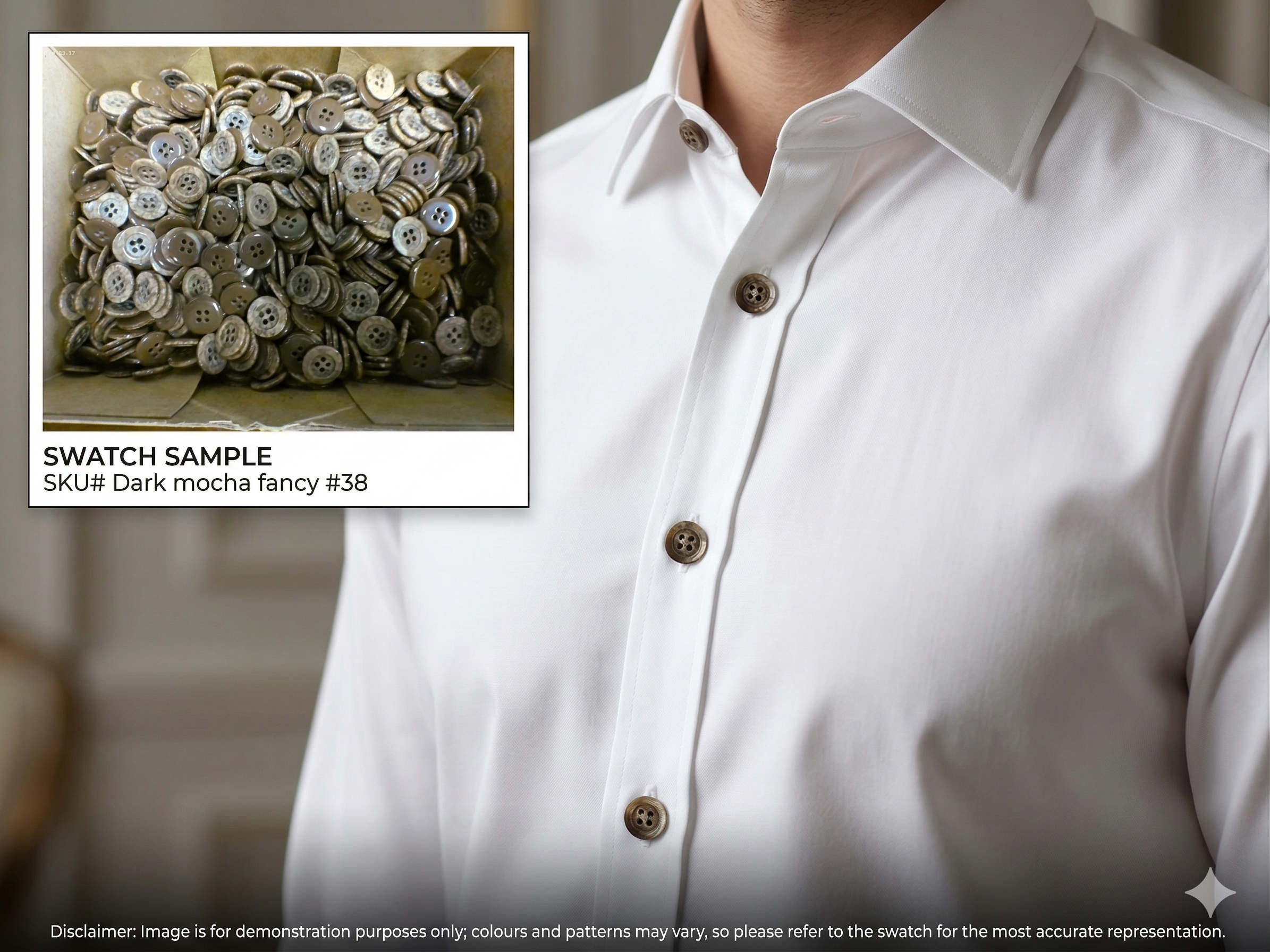 Man with Mocha Brown Shirting Buttons – 14 Piece Set