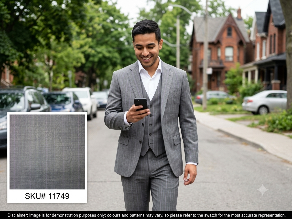 Man with Multicolour Chalk Stripe Wool Suiting