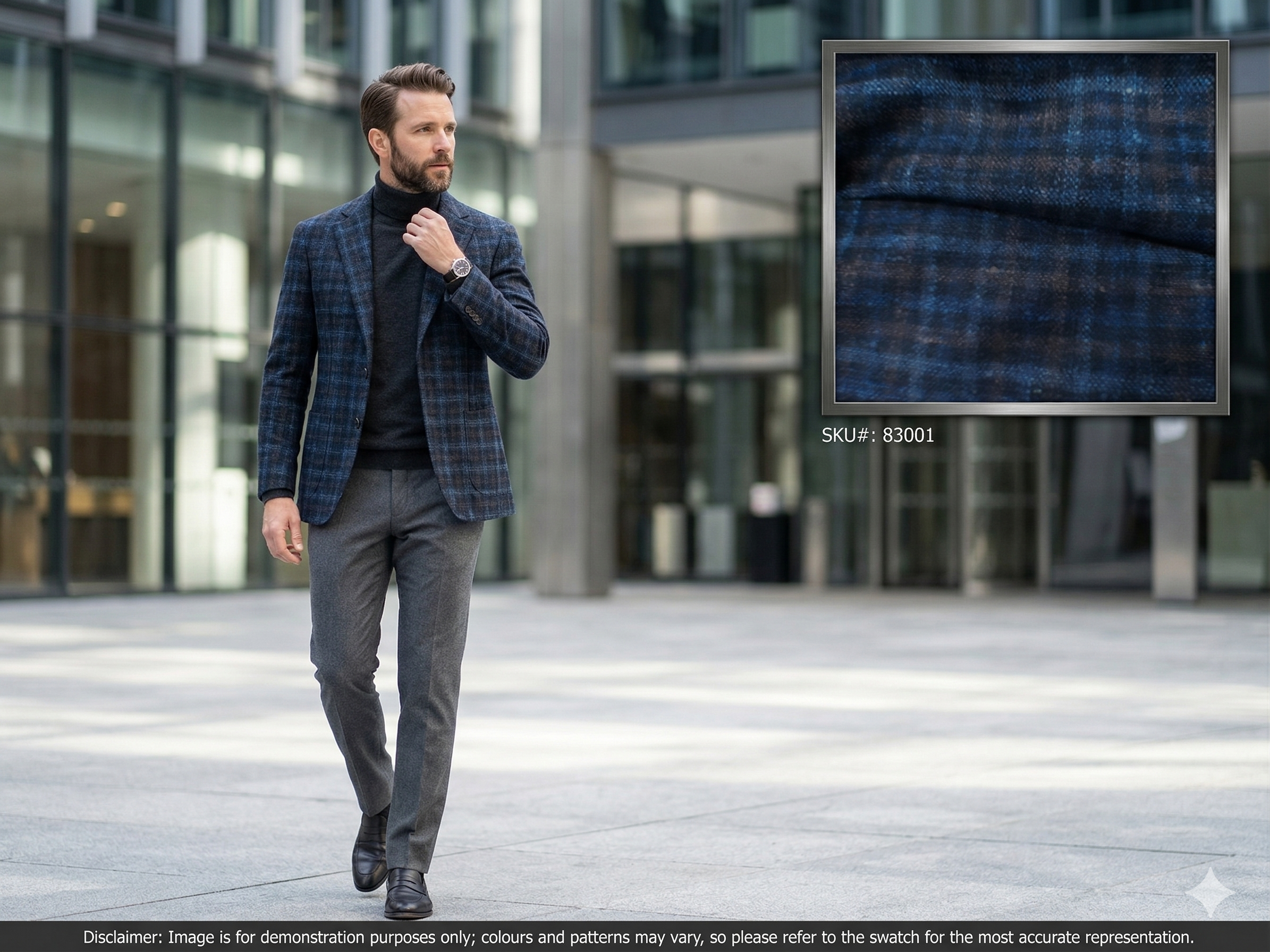 Man with Multicolour Check Cashmere Silk Wool Blazer