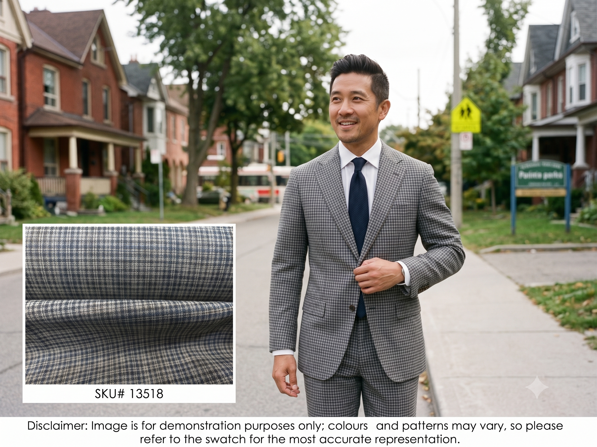 Man with Multicolour Check Linen Wool Suiting