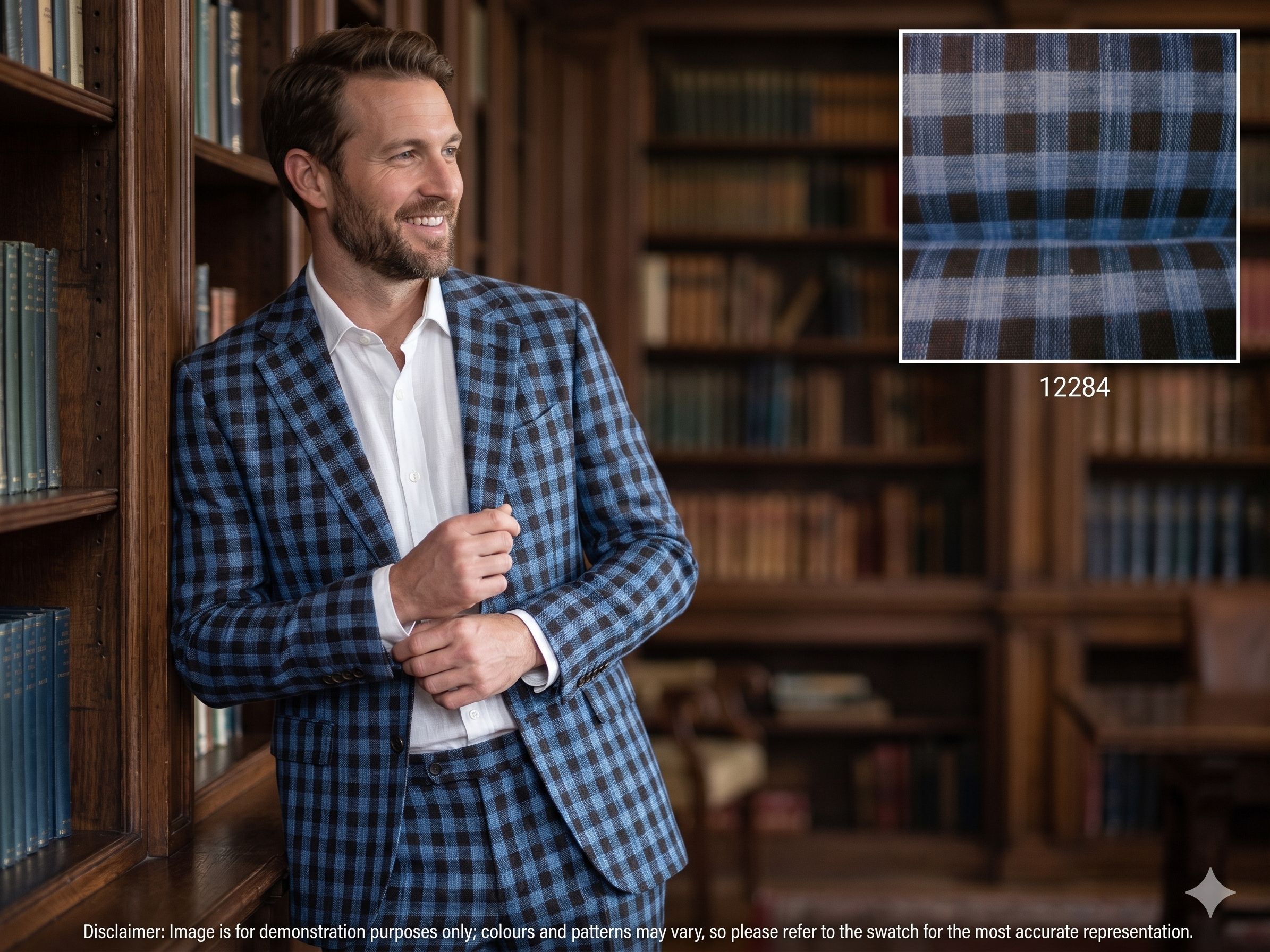 Man with Multicolour Check Silk Wool Blazer Suiting