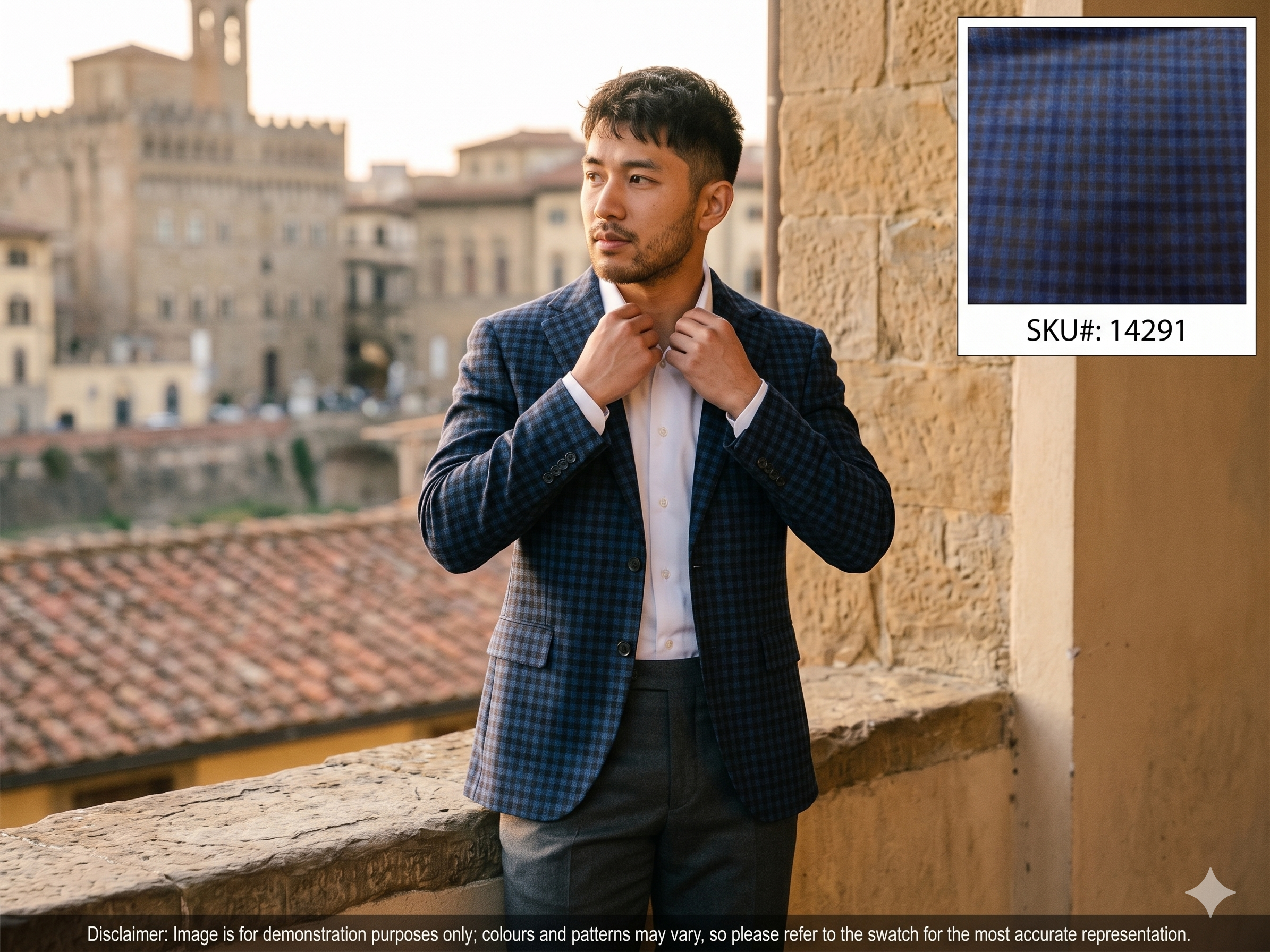 Man with Multicolour Check Wool Blazer
